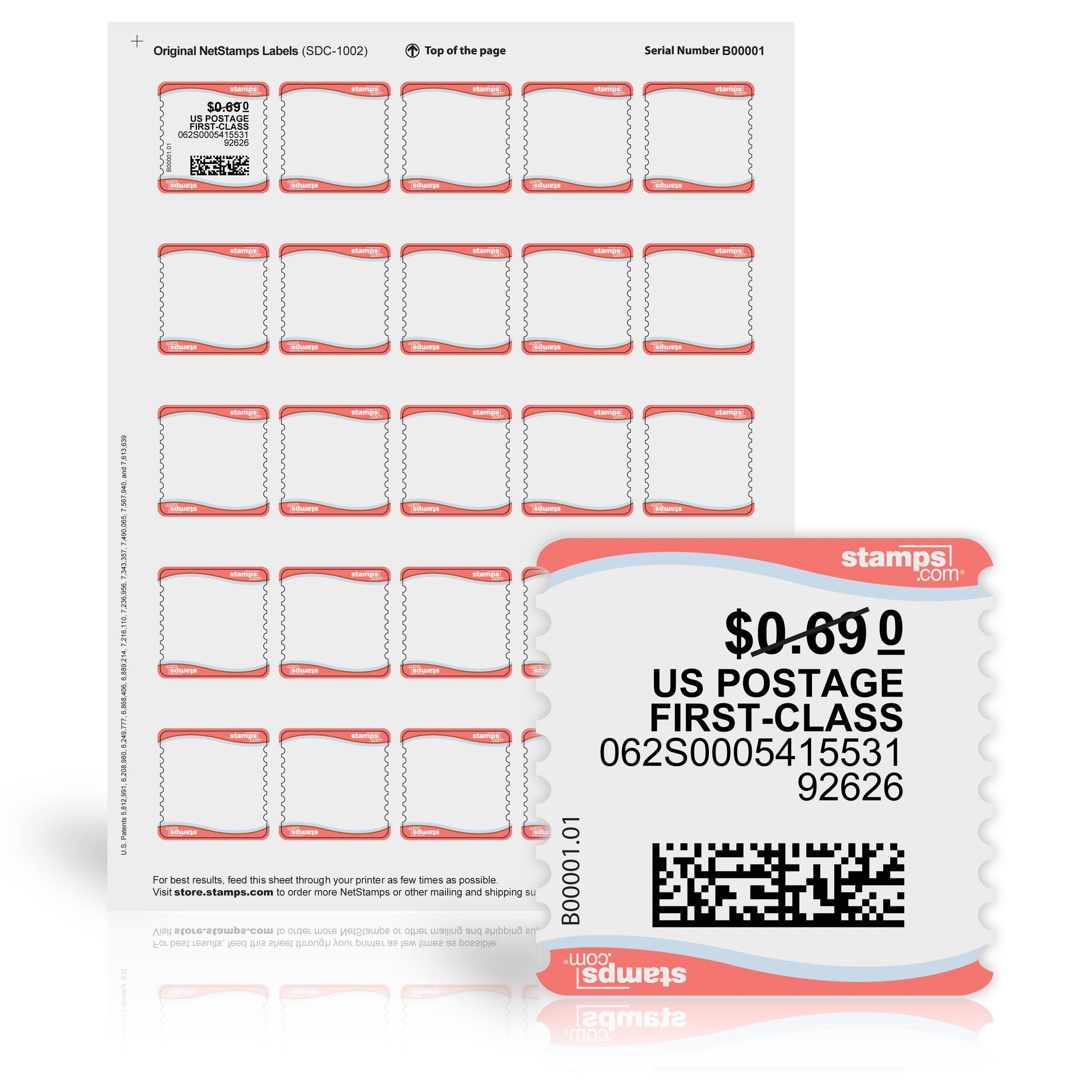 NetStamps Printable Postage Stamps (Stamps.com Subscription Required) – Print Custom USPS Postage at Home – Compatible with Inkjet & Laser Printers –