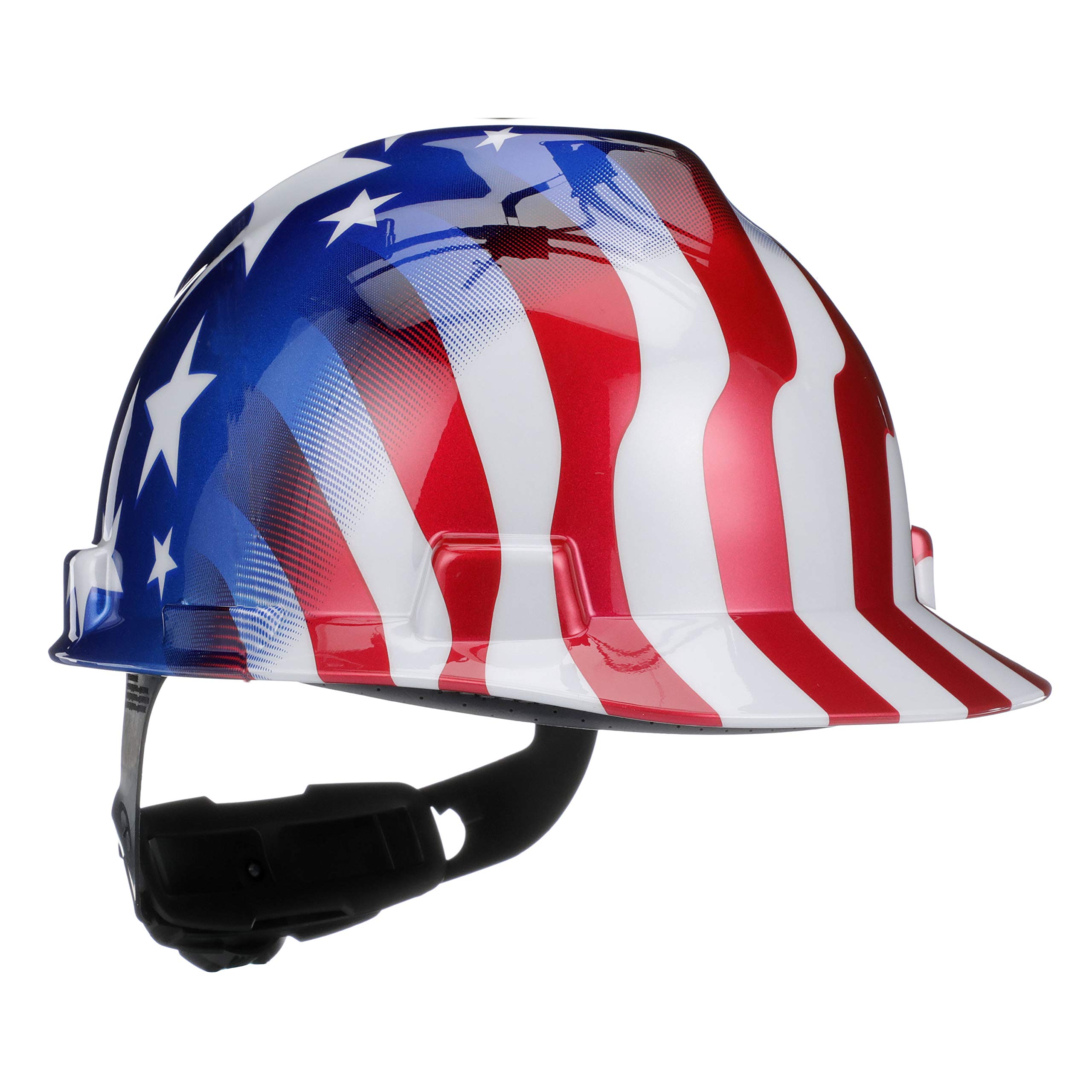 MSA(Mine Safety Appliances) 10052945 V-Gard Freedom Series Class E Type I Hard Cap with Fast-Track Suspension and American Stars and Stripes by MSA (Mine Safety Appliances Co)