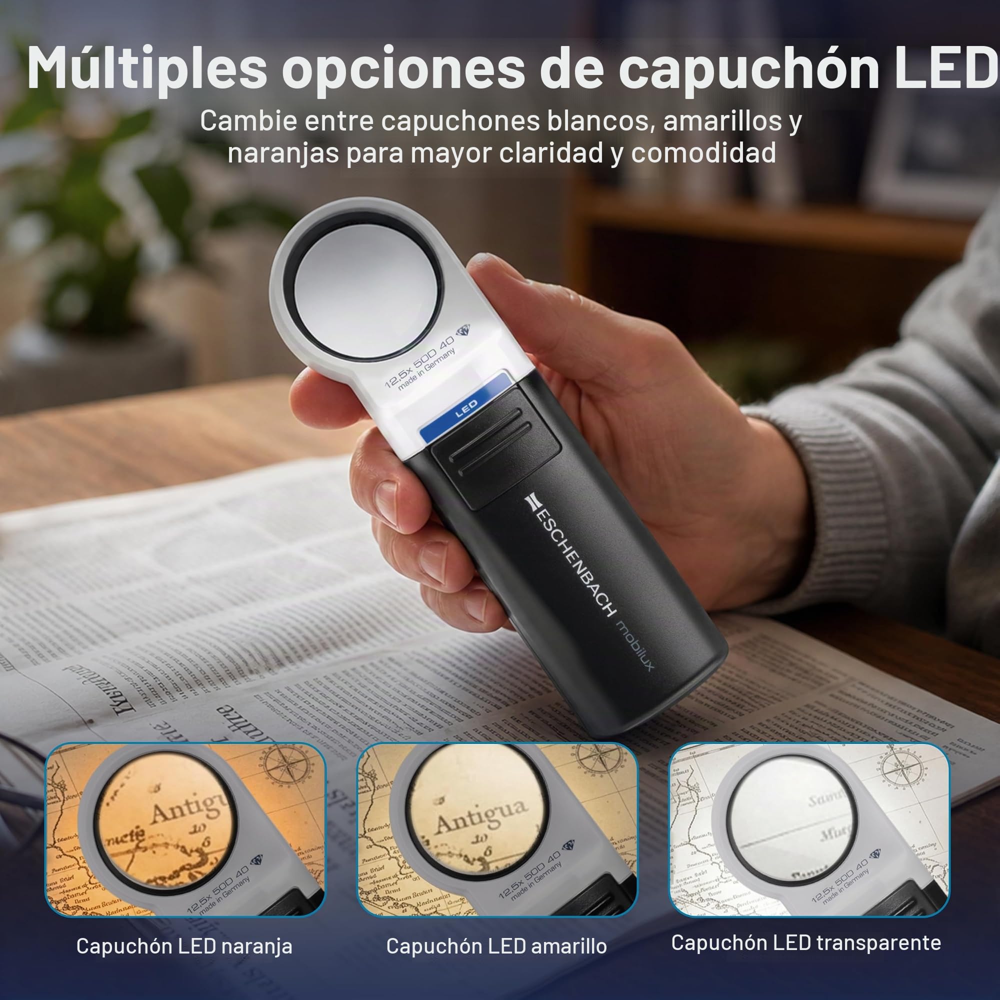 Eschenbach Optik MobiluxLED - Lupa de Mano con iluminación LED (12,5 x 35 mm)