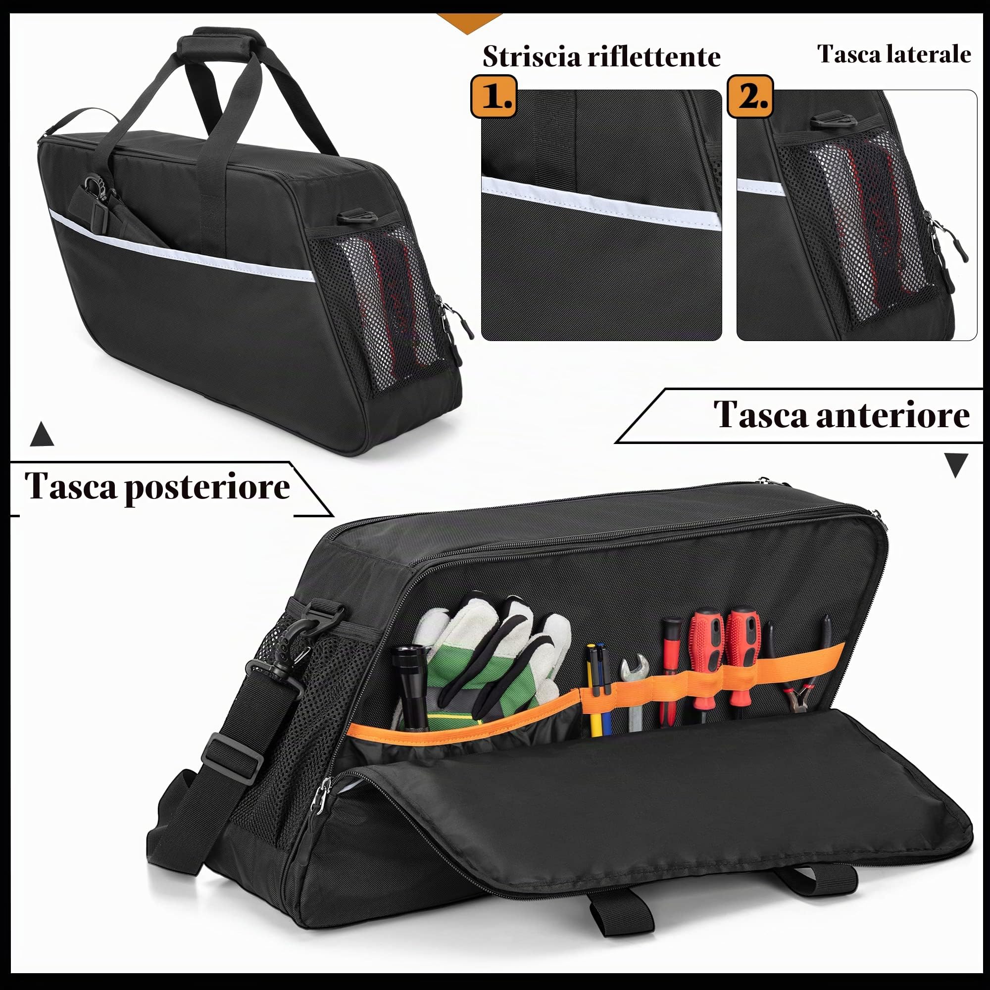 HODRANT Borsa Laterale da Moto con Tracolla (Solo Borsa) | Borse Laterali Rigide Compatibili con Harley-Davidson Touring (1993-2022)