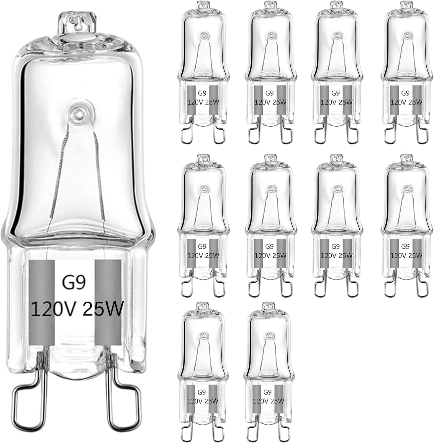 Guo's hyekbe 10 Pack G9 Halogen Bulb， G9 Bulb 2 Pin Base JCD Type,120V
