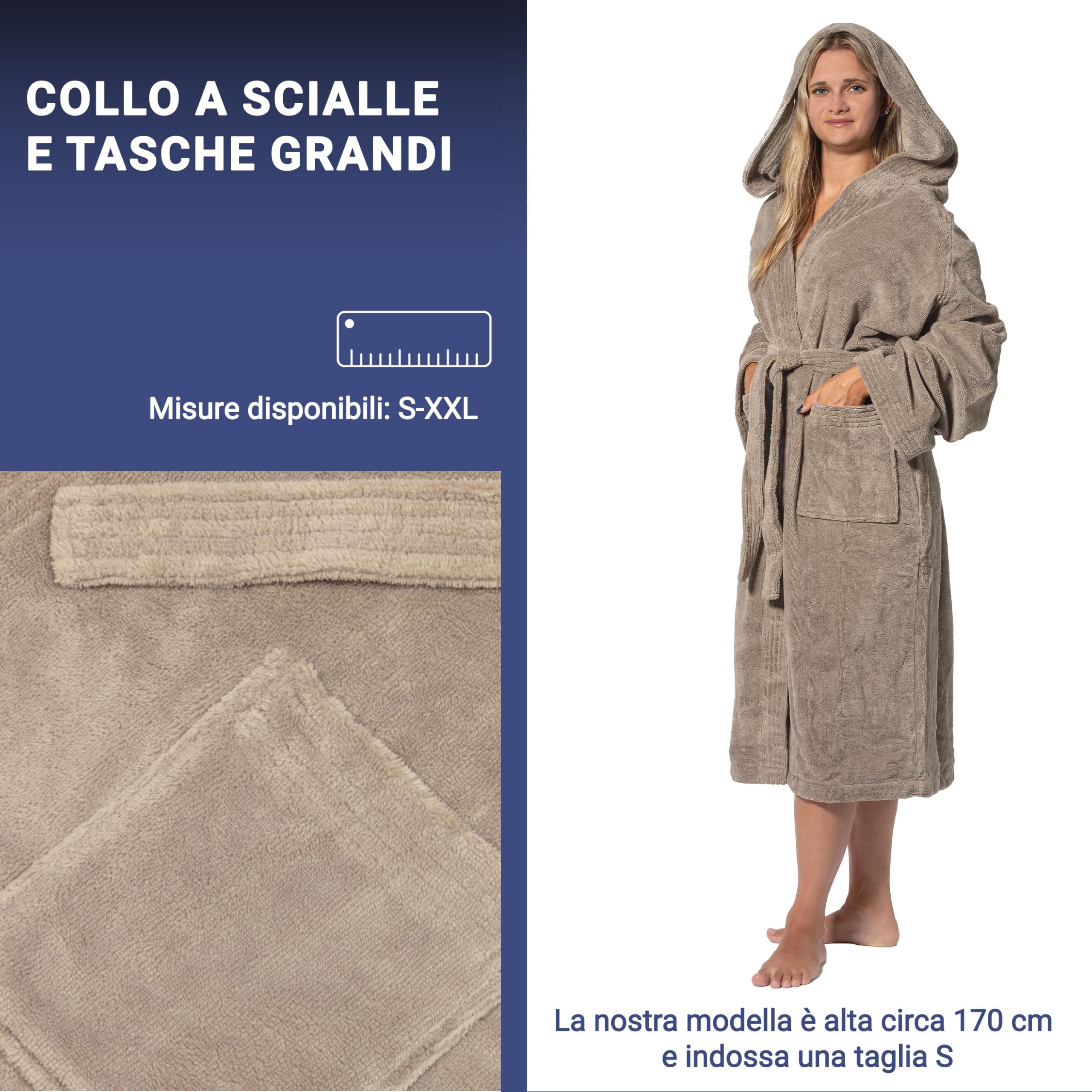ZOLLNER Accappatoio con cappuccio - sensibile sulla pelle e assorbente - Unisex - Materiale misto - Misure da S a XXL - lavabile - Qualità Alberghiera - Certificato OEKO TEX, 568