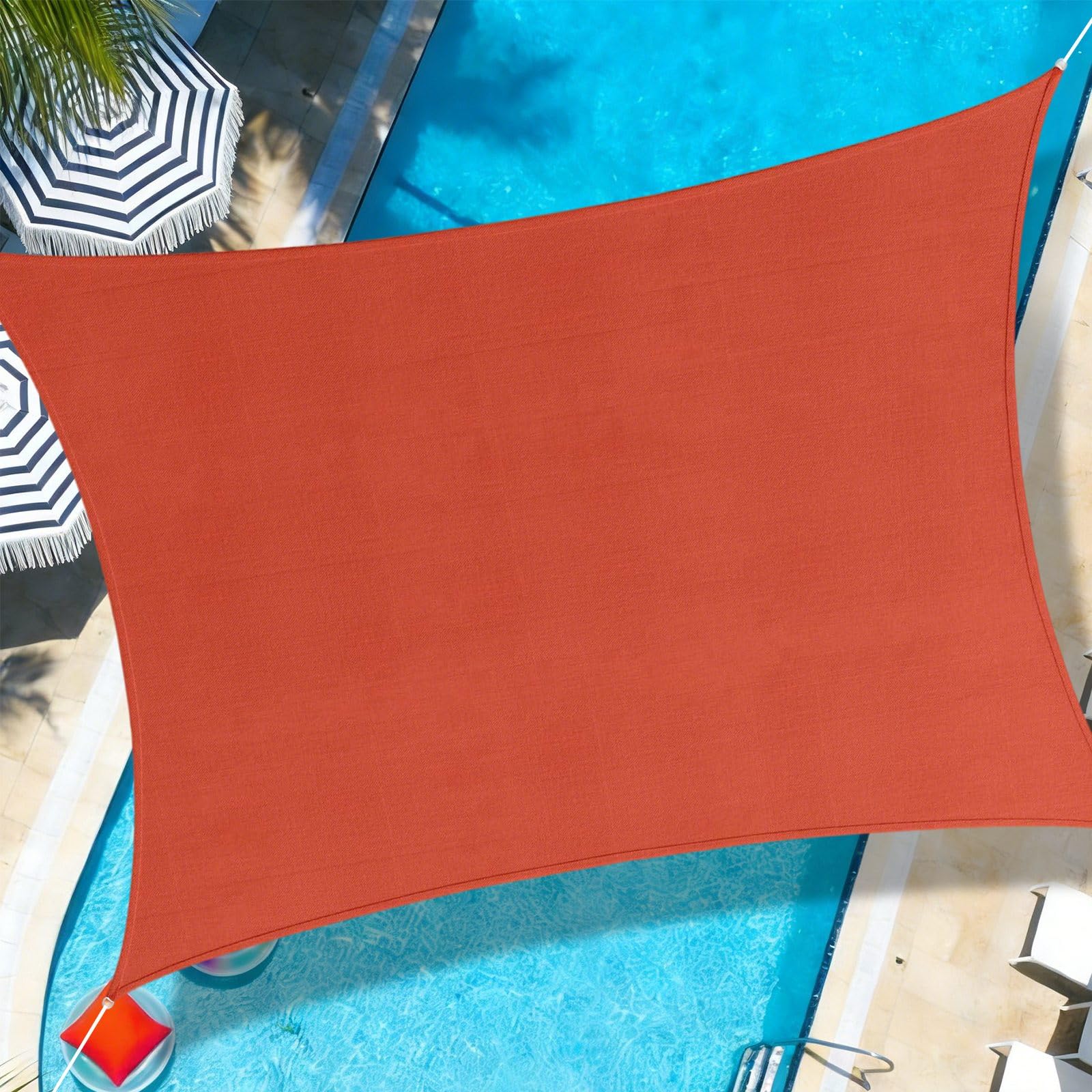 Sun Shade Sail 3x4m Rectangle Breathable 185gsm HDPE Awning Canopy 95% UV Block for Outdoors Patio Garden Yard Deck Pergola Party With Rope, Red