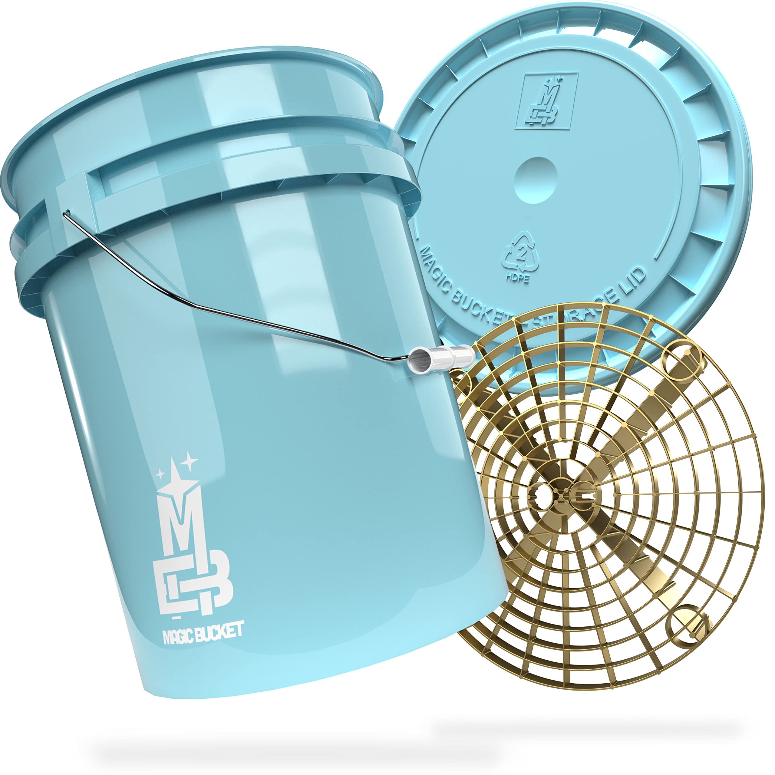 Magic Bucket | Paquete de Lavado a Mano | Cubo de Lavado con Tapa de Cubo a Juego 5 US GALLONS Aprox. 20 litros | con Inserto de Cubo Grit Guard Colador de Suciedad | Set de Lavado