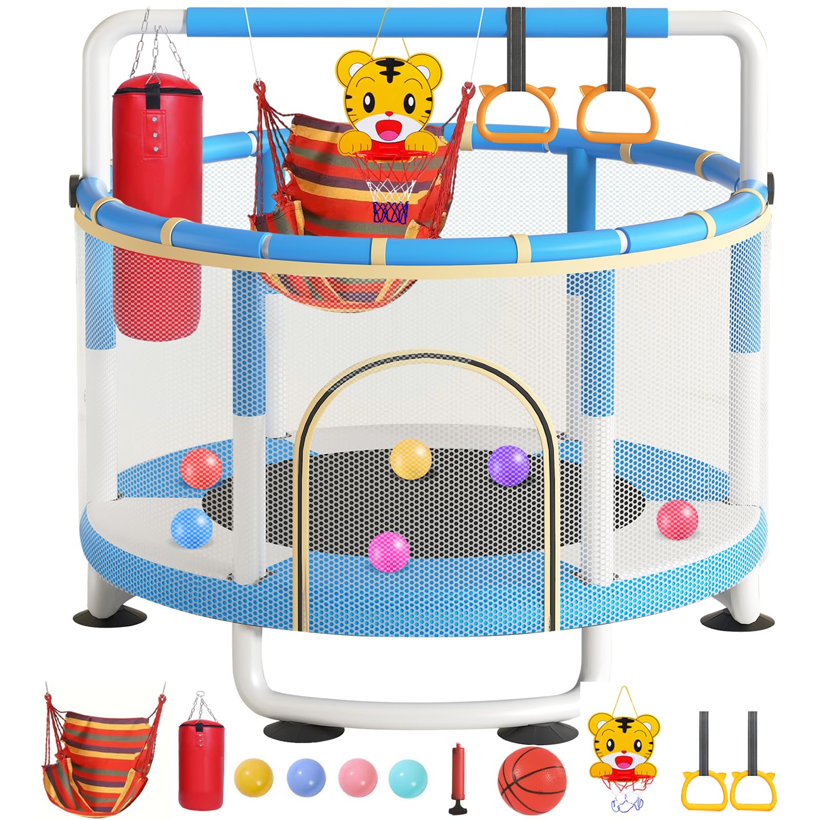 5FT Trampoline for Kids Baby Toddler, 60'' Indoor/Outdoor Kids & Adults Trampoline with Enclosure Net for Boys Girls Christmas Birthday Gifts