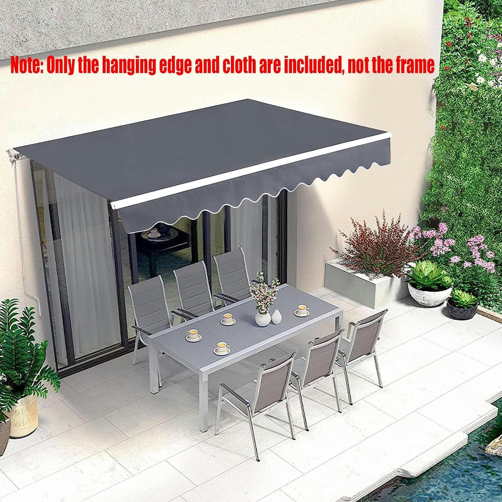 Ausziehbares Markisen-Ersatzgewebe – UV-beständiger Sonnenschutz für Türen & Fenster – Dunkelgrau 2 x 1,5 m – idealer Outdoor-Schatten für Terrassen, Höfe und Balkone