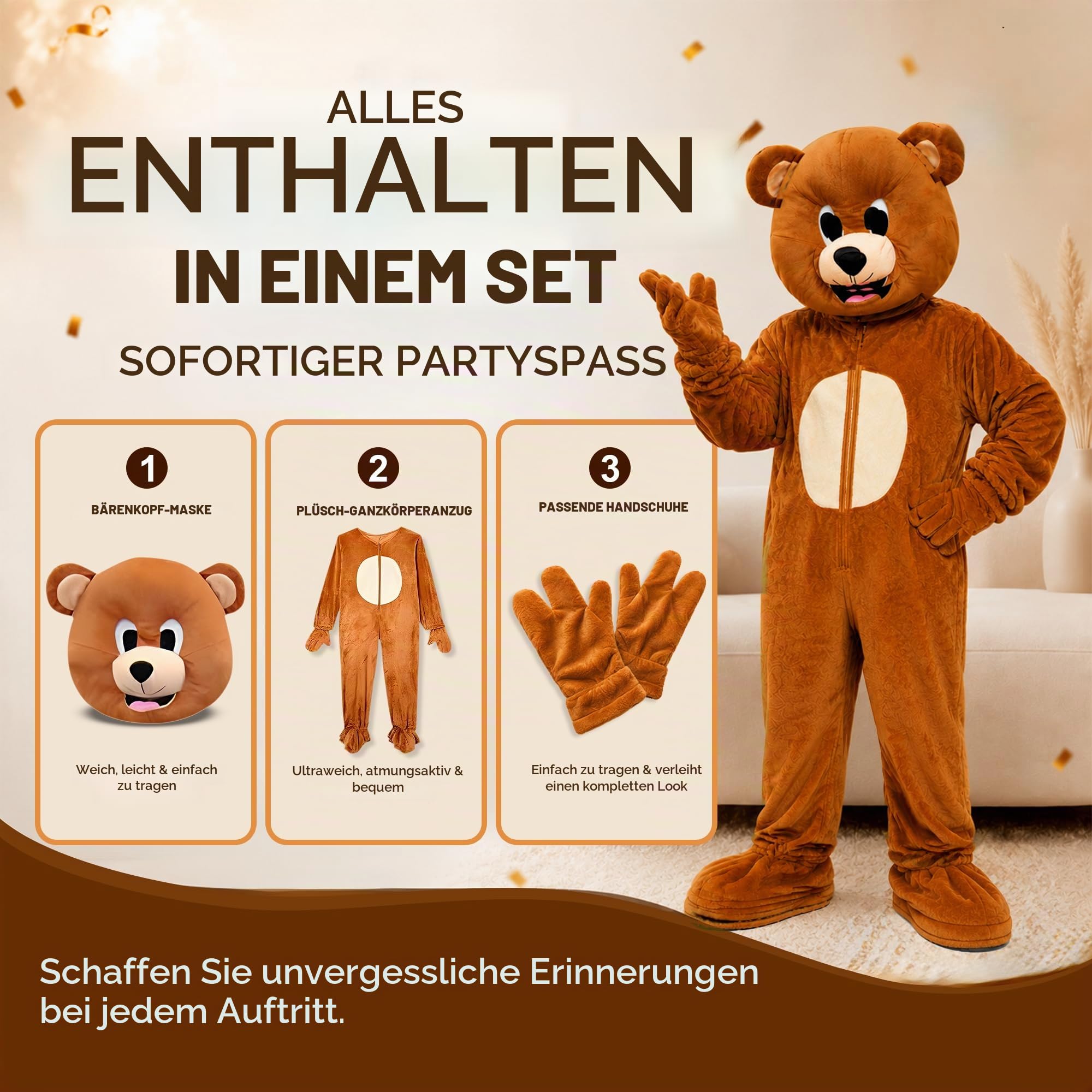 Dress Up America Brown Mascot Bear Costume for Kids and Adults - Brown Bear Role Play Costume - Beautiful Cosplay Costumes For Kids and Adults