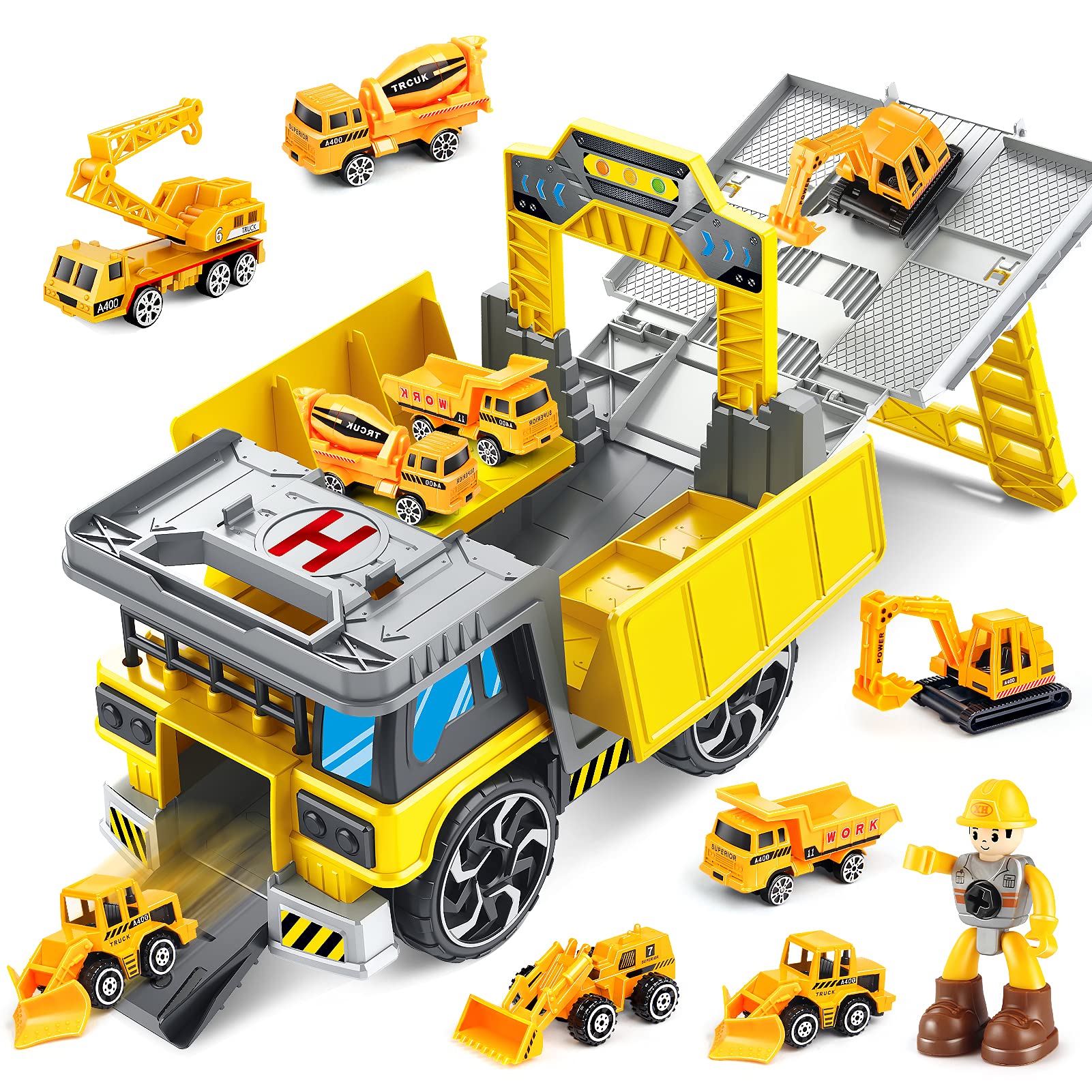 Buy Construction Truck Toys Set Engineering Vehicles Playset Die cast