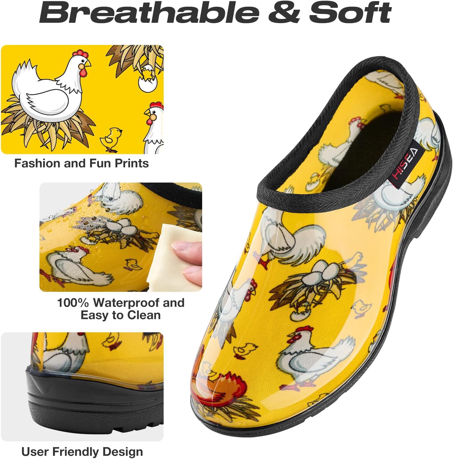 HISEA Waterproof Garden Shoe for Women Outdoor Slip-On Rain Boots Rubber... - Picture 7 of 55