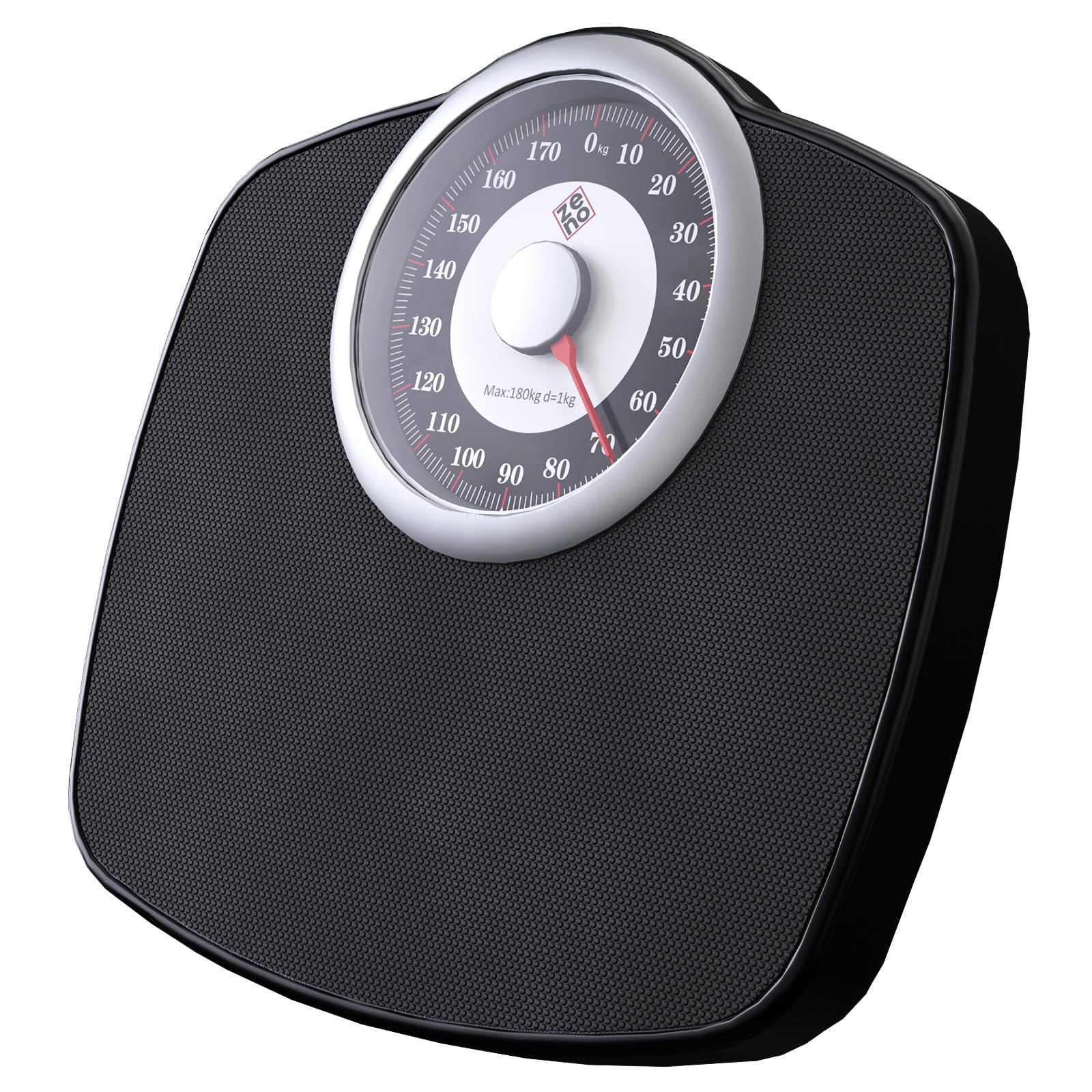 Zeno A25 Bilancia per Peso Corporeo - Fino a 180 KG - Quadrante Da 5,3” SU Piattaforma 31x30cm - Superficie in Gomma Antiscivolo - Bilancia Da Bagno Analogica Ad Precisione - 20 Anni DI Garanzia