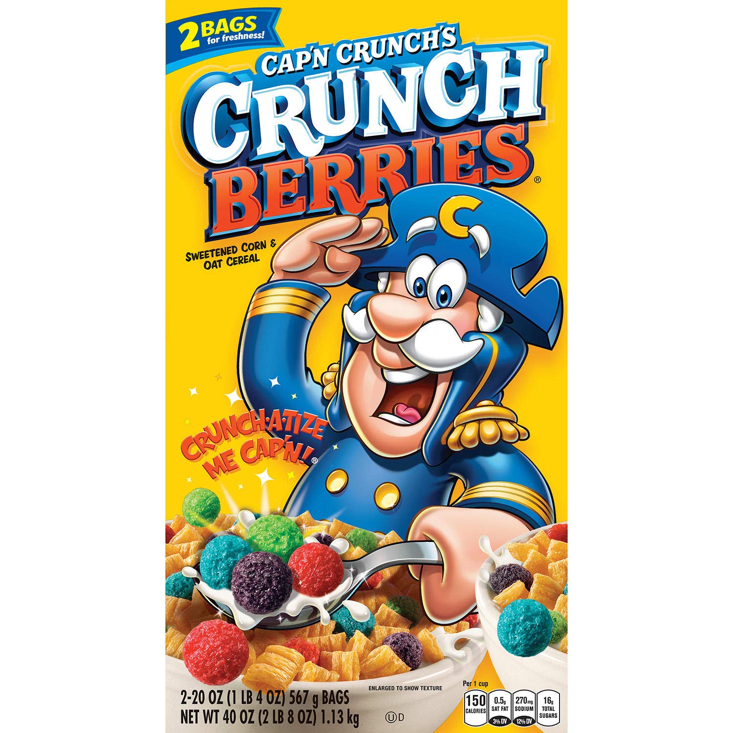 Captain Crunch Crunch Berries Cereal 40 Ounce Value Box Two 20 Ounce Bags by The Quaker Oats Company [Foods]