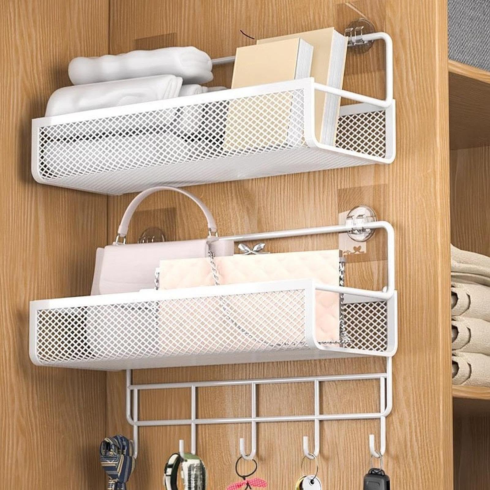 CALANDIS® Shower Organizer Iron Wire Storage Basket for Living Room Countertop Cabinet White | Storage Bins & Baskets | Home Organization | Household Supplies & Cleaning 2