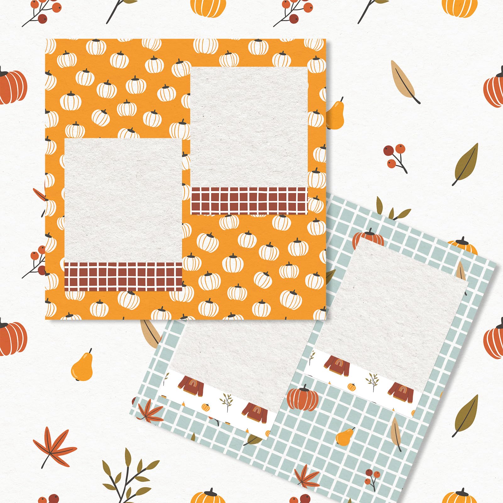 Whaline 60-Pack Fall Pattern Paper - Autumn Leaves & Pumpkin Designs For DIY Cards, Scrapbooks & Gift Wrapping - View #3