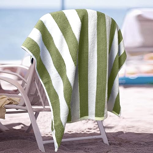 Miniatura 2 de DAN RIVER Juego de 4 toallas de playa 100% algodón, secado rápido, ultra suaves, absorbentes, 30 x 60 pulgadas, rayas Fusia