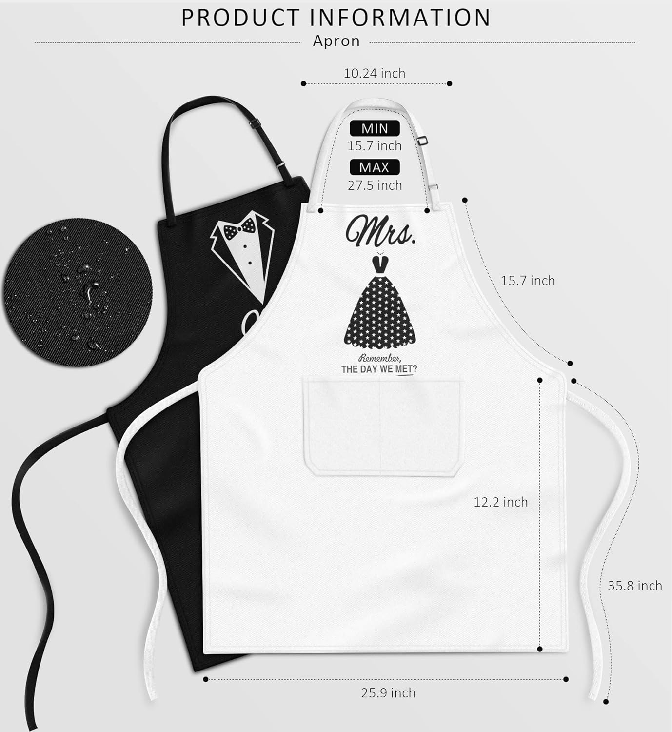 Mr & Mrs Aprons for Couple Gift-Anniversary,Bridal Shower,Wedding,Engagement,Christmas Gifts for Couple,Kitchen Gift Set - Image 3