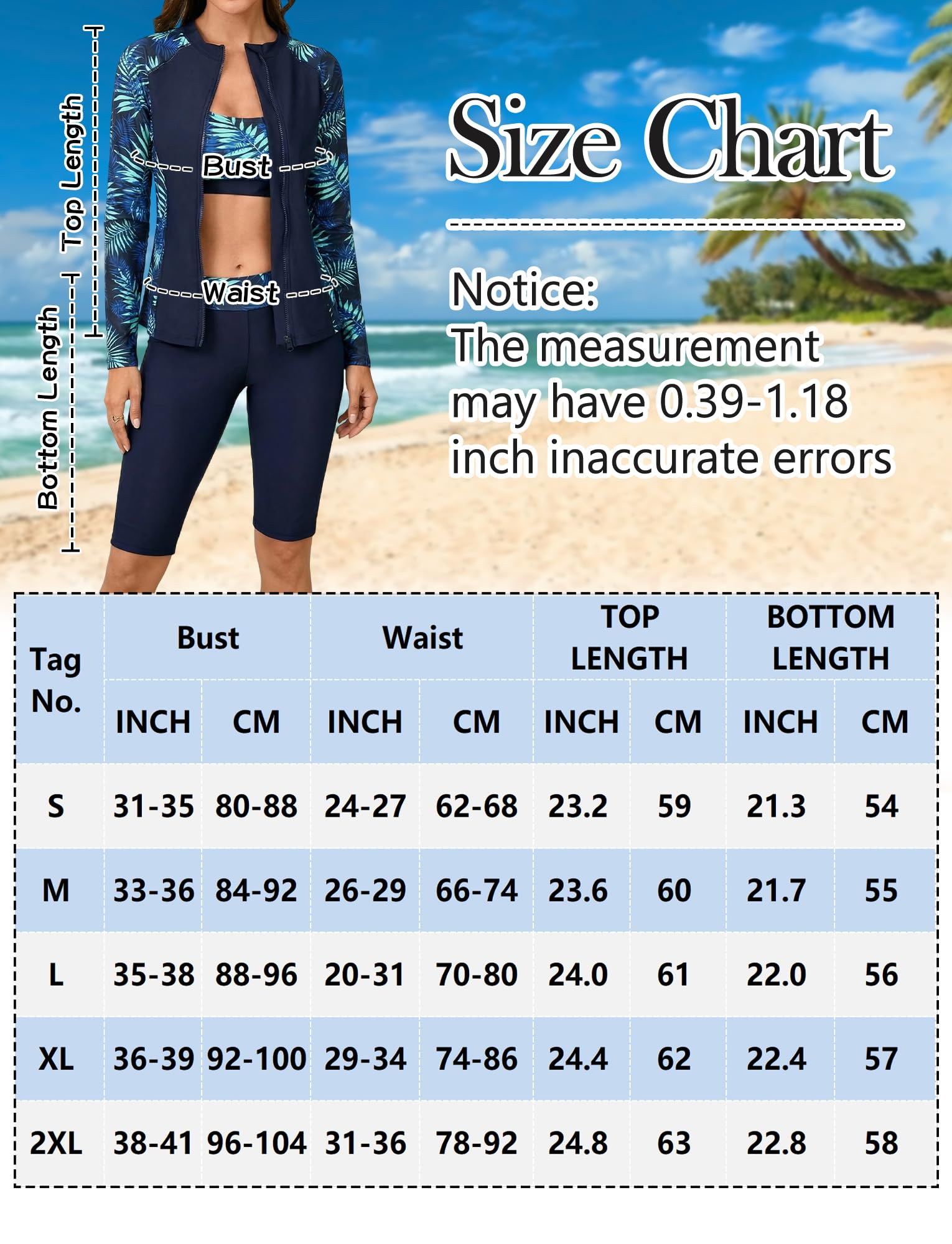 Maillot de Bain Femme 3 Pièces Anti-UV Ensemble Ensembles Rashguard Manches Longues + Short +Tankini S-2xl