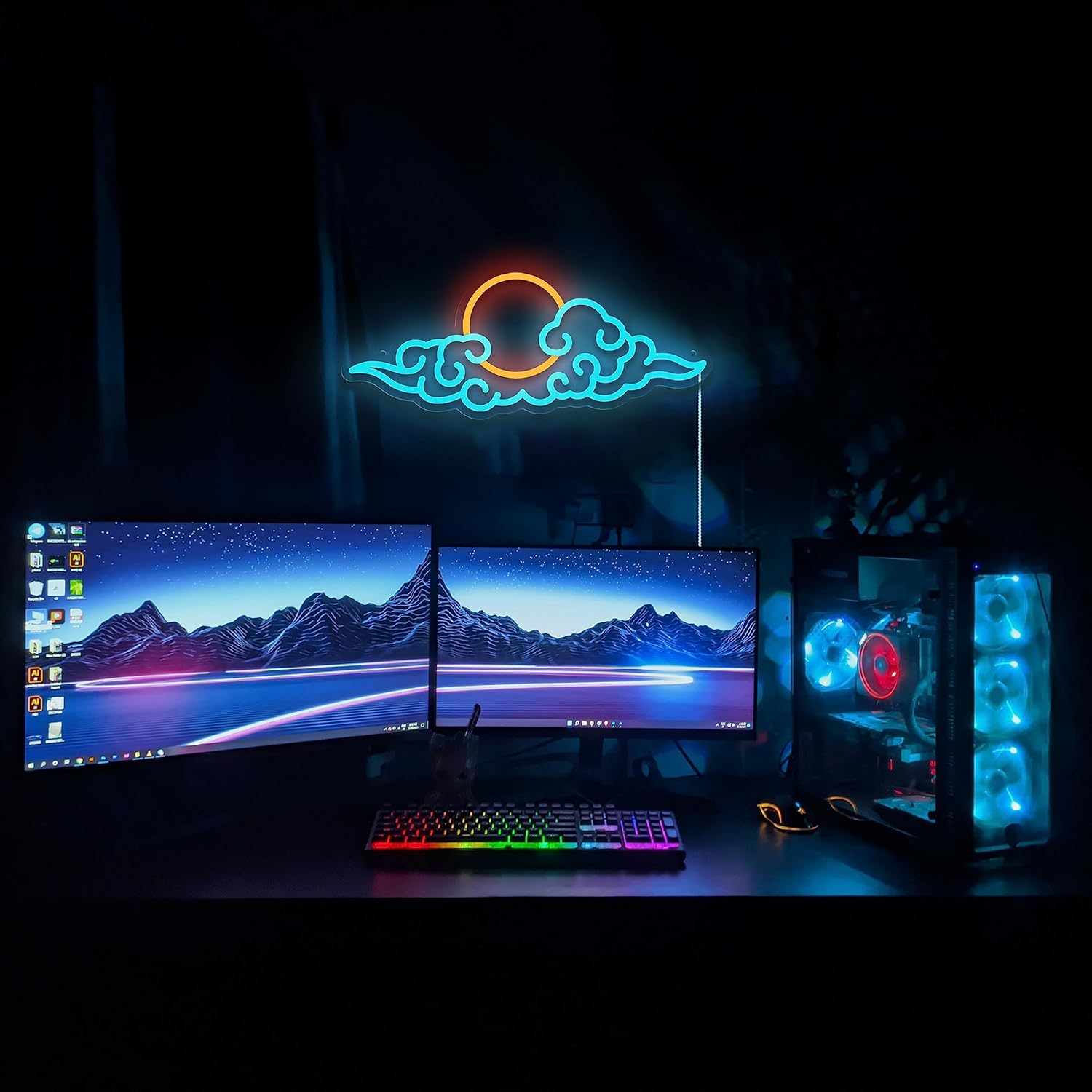 Anime Neon Sign,Led Cloud Neon Signs for Wall Decor,Gaming Neon Sign for Teen Boys Room Decor Anime-themed Wall Bedroom Game Room Man Cave Party Wall Decoration - Image 3
