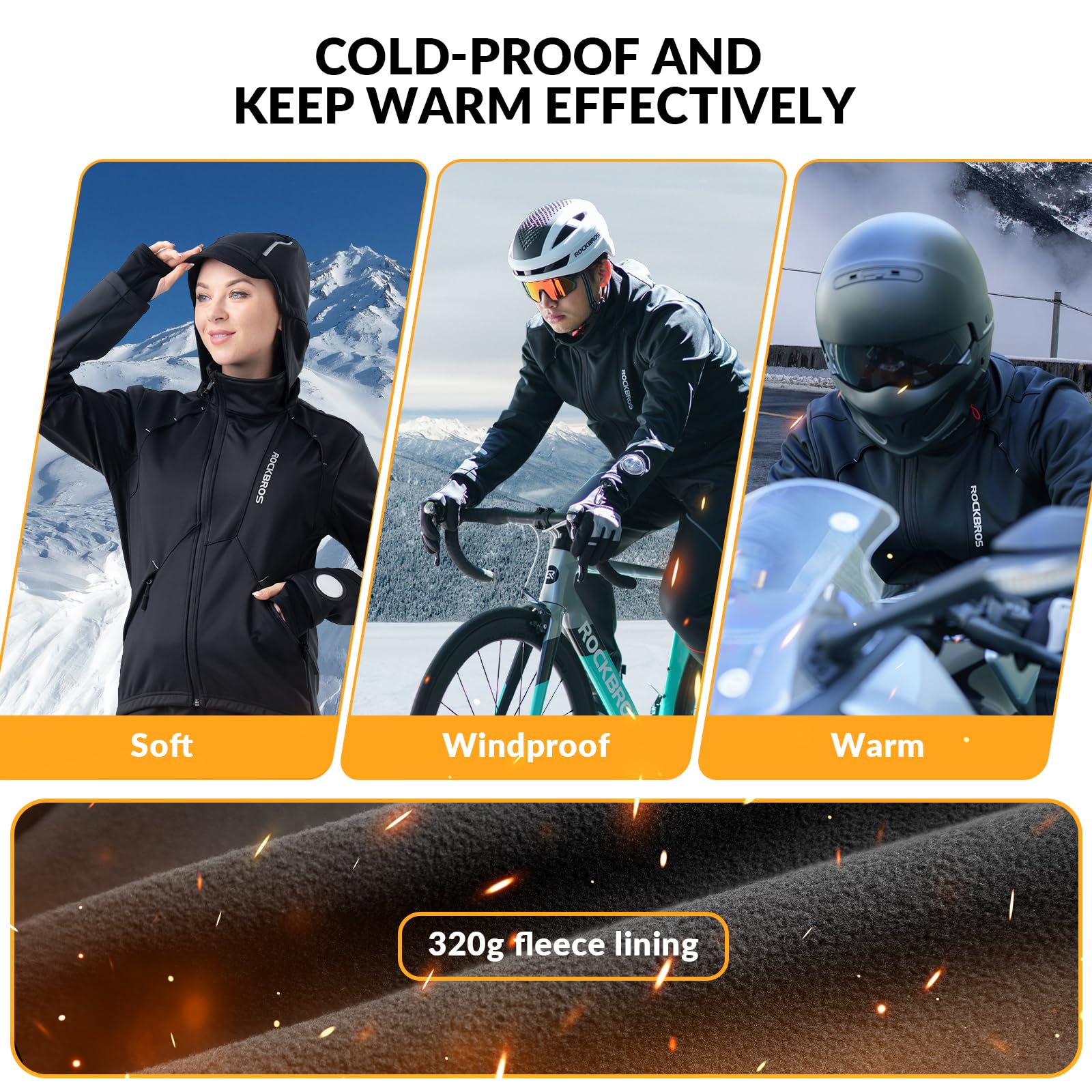 ROCKBROS Chaqueta Ciclismo Invierno a Prueba de Viento Polar Térmico para Hombre Chaqueta Bicicleta Transpirable Ropa para Deportes al Aire Libre