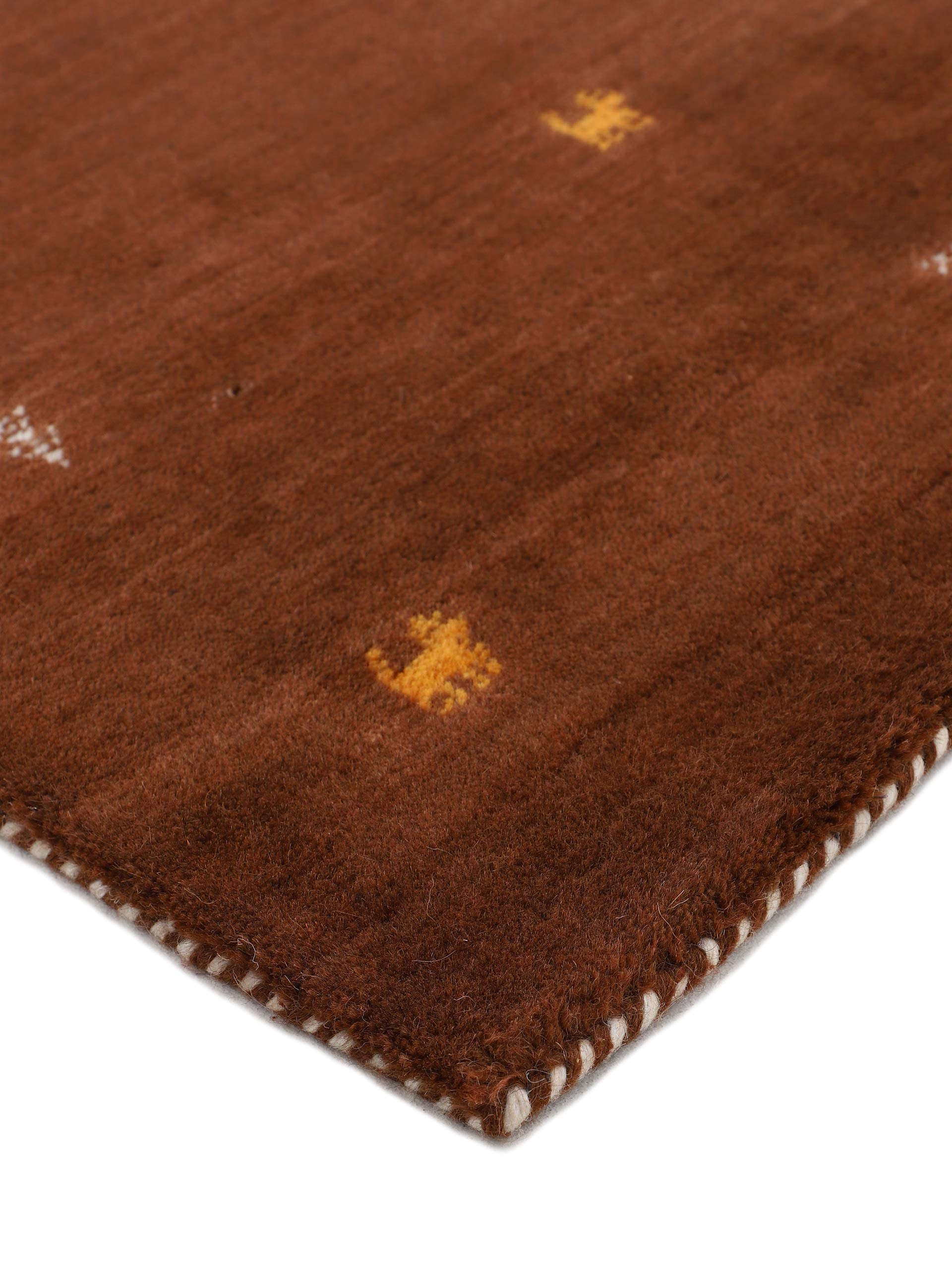 carpetfine Wollteppich Gabbeh Uni Braun 60x90 cm | Moderner Teppich für Wohn- und Schlafzimmer