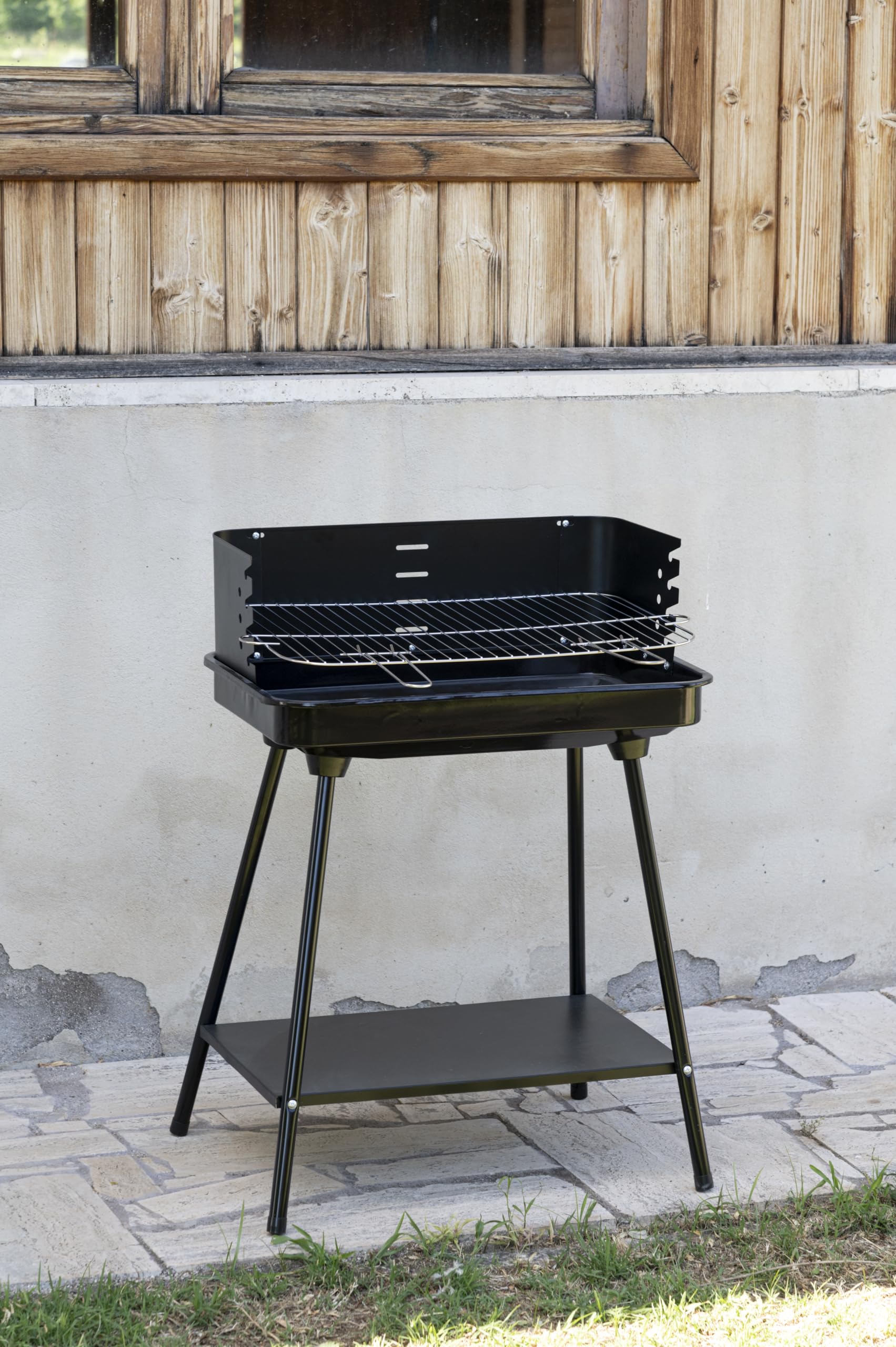soriani Barbecue à charbon de bois rectangulaire 58 x 38 cm Sun-Day Noir