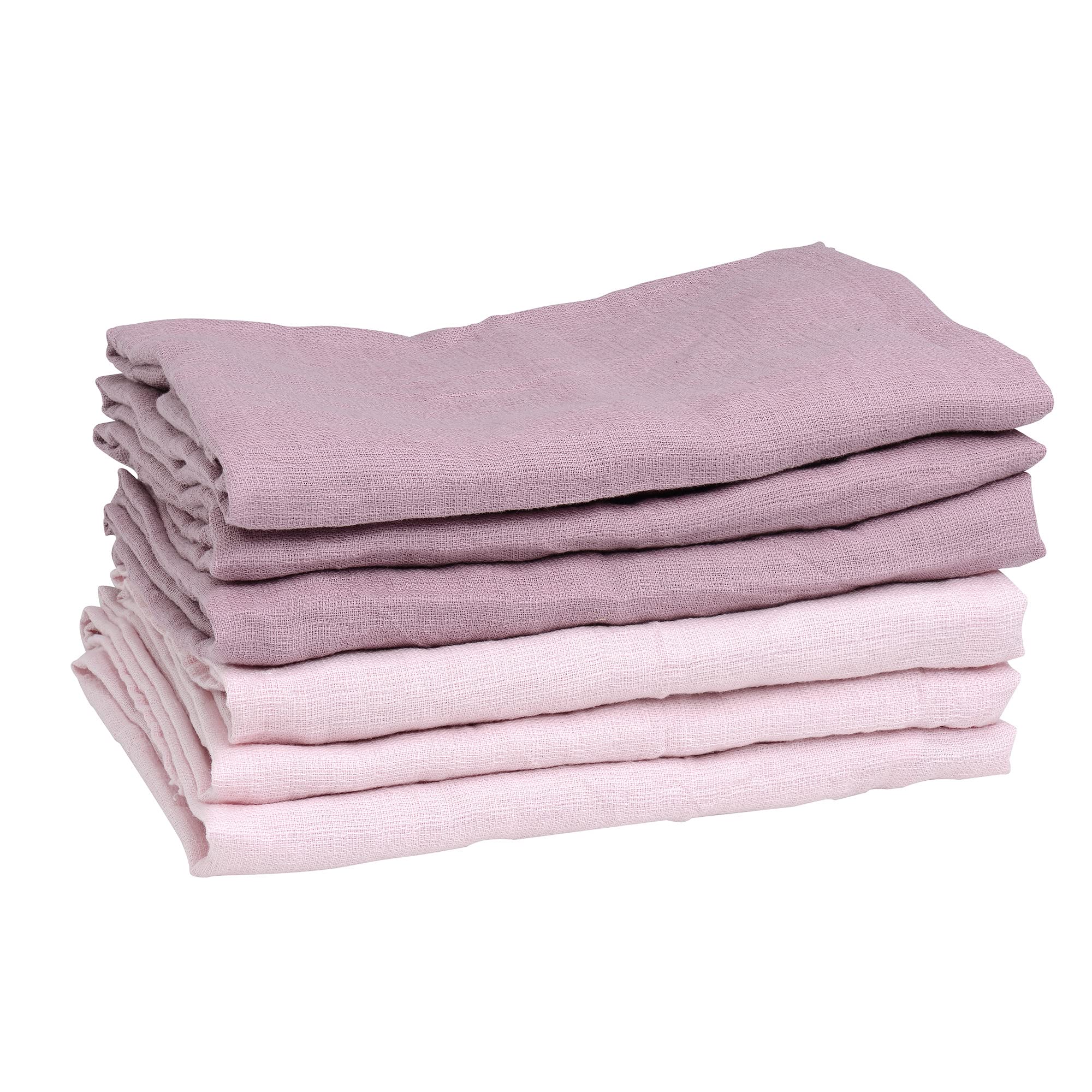 Mininor - Organic Muslin Towel, Rose/Heath Flower 6 - Pack