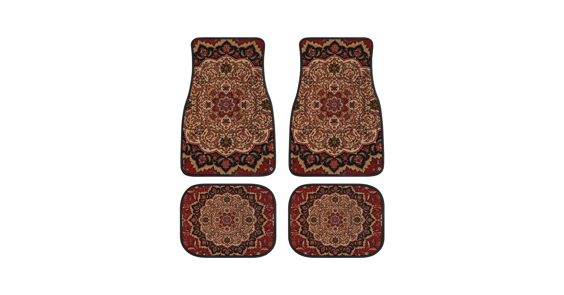 Antique Persian Pattern, Blue Oriental 4 Pieces Car Floor Mats Car Carpets Full Sets Universal Fit For SUV, Vans, Sedans, Trucks All Weather Protection Auto Foot Carpet