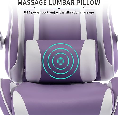 Miniatura 6 de Silla de videojuegos, silla ergonómica de computadora de carreras, respaldo y asiento reclinable giratorio ajustable en altura, silla de videojuegos