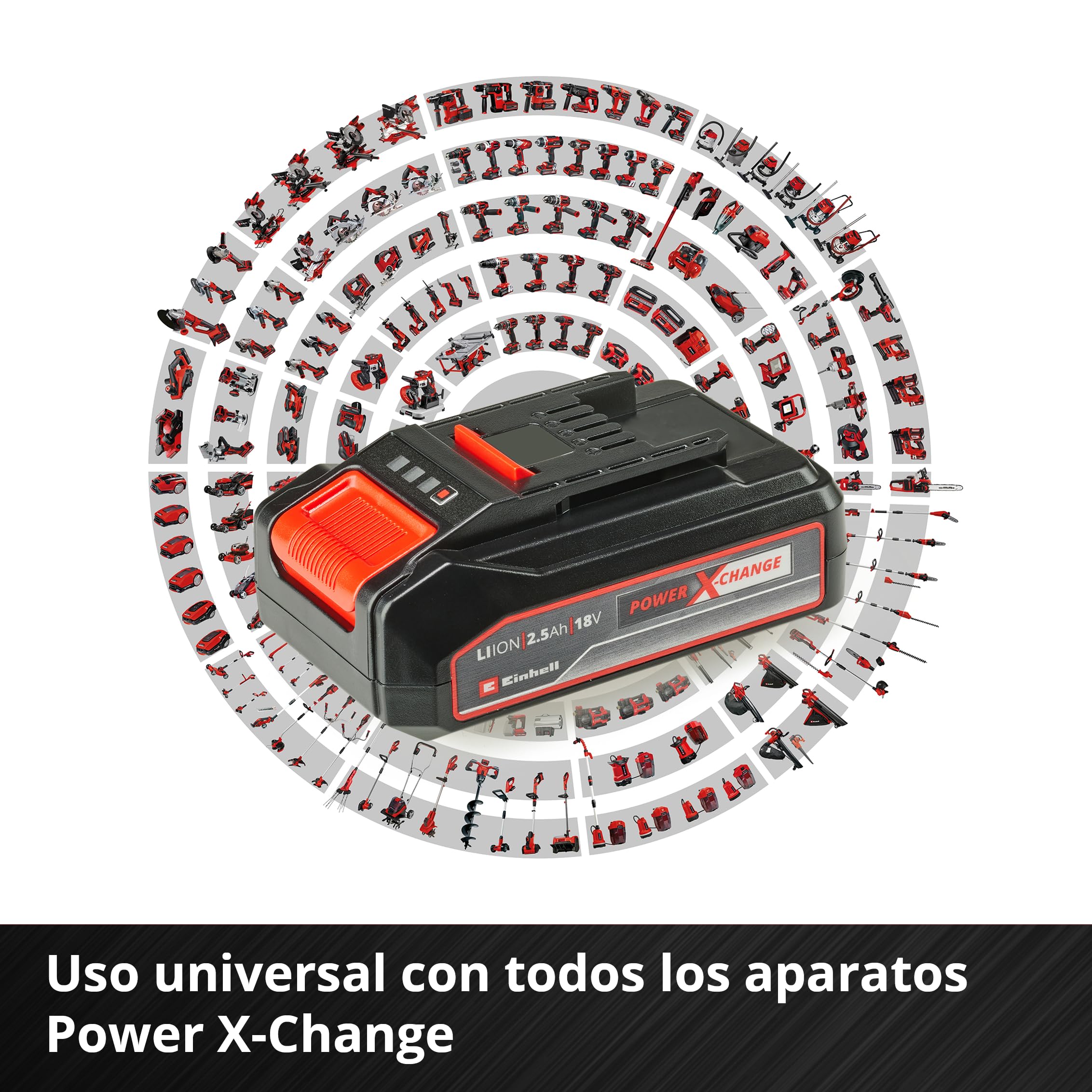 Einhell PXC-Kit Inicio PXC 18V 2,5 Ah (batería y Cargador, para Todos los Dispositivos Power X-Change, Sistema de gestión de batería ABS controlado por el Proceso, Pantalla LED de 3 Niveles)