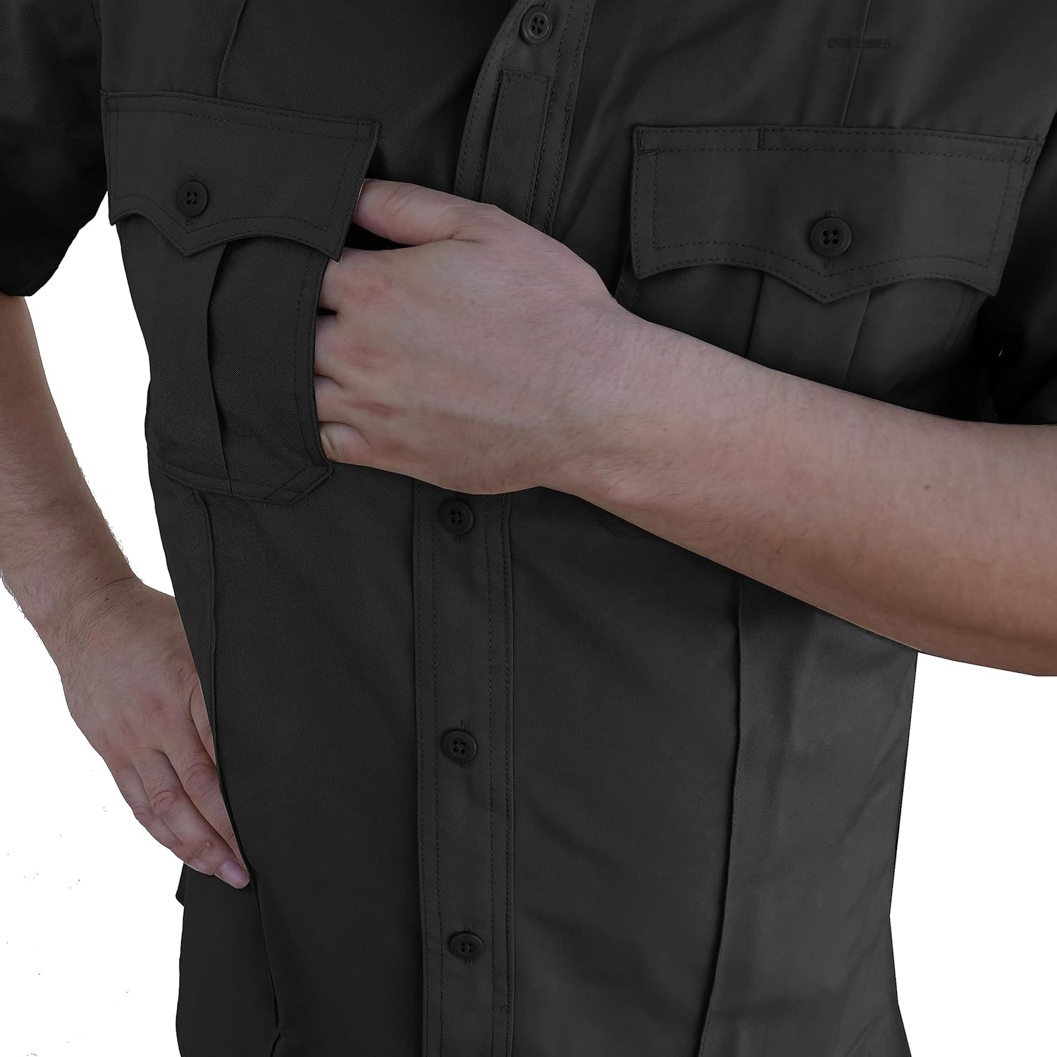 First Class 100% Polyester Short & Long Sleeve Zippered Uniform Shirt 4 Pocket Hidden, Law Enforcement BDU Zipper Closure. - Image 4