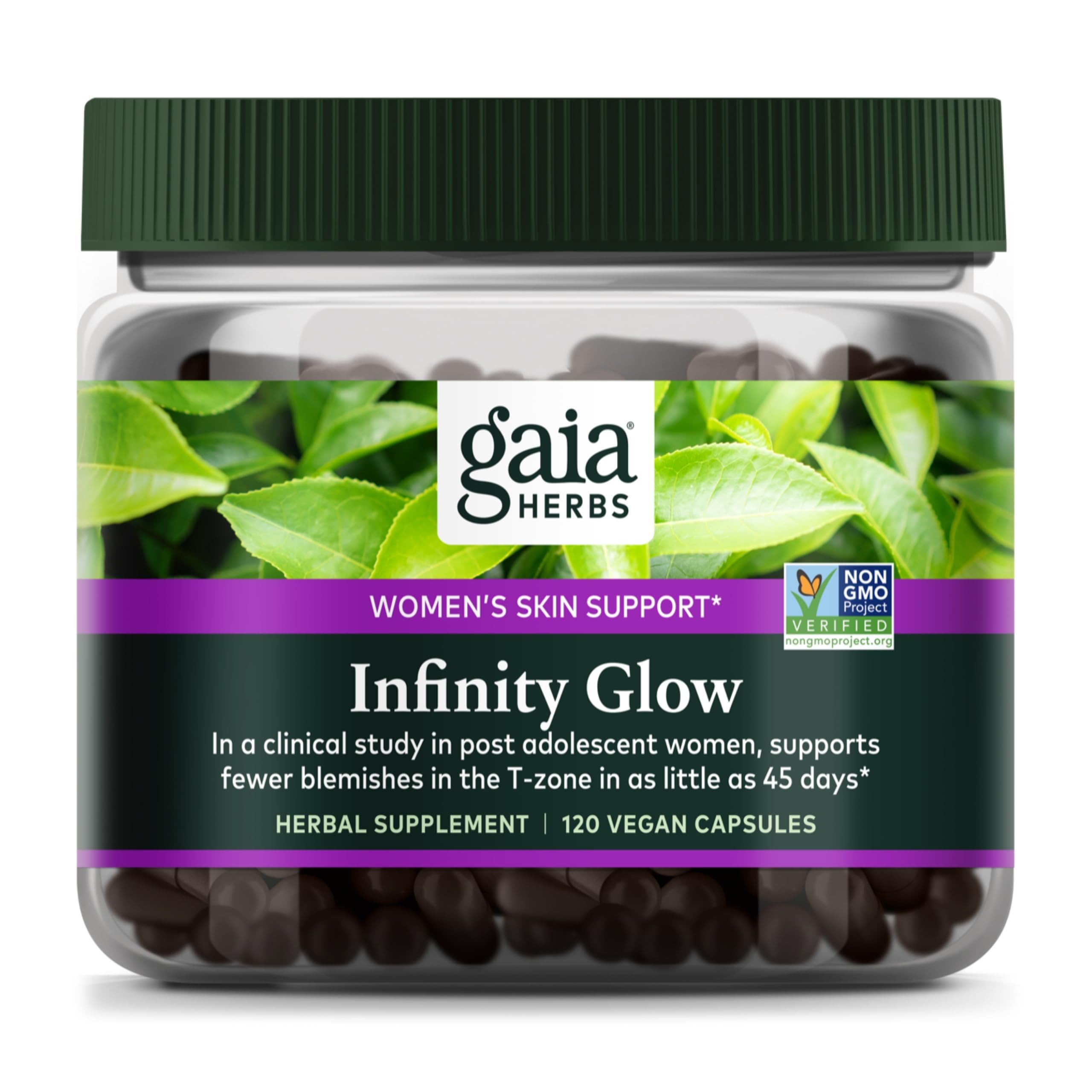 Infinity Glow - Women's Skin Support Supplement - Skin Care for Women with Green Tea, EGCG, Reishi Mushroom, Pomanox Pomegranate & Spearmint - 120 Vegan Capsules (30-Day Supply)