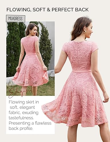 Miniatura 3 de MUADRESS - Vestido de encaje para mujer, para cóctel, boda y fiesta