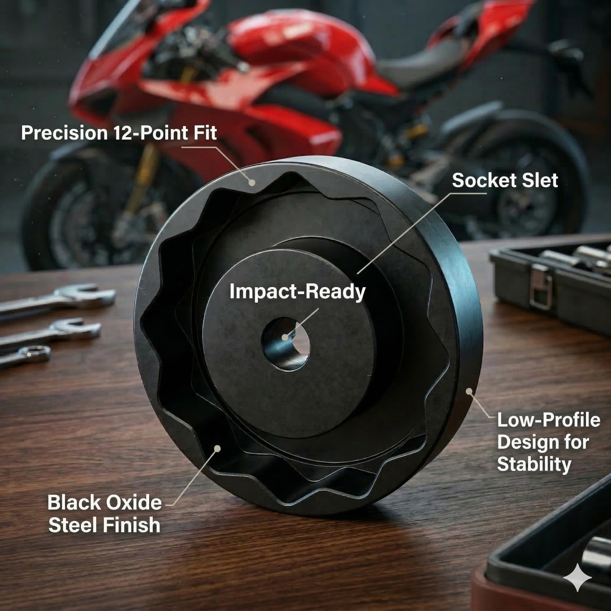 Douille 55mm Roue arrière pour Ducati et MV Agusta | Outil écrou axe arrière Profil Bas | Compatible Panigale V4, Diavel, Brutale, Dragster, Multistrada