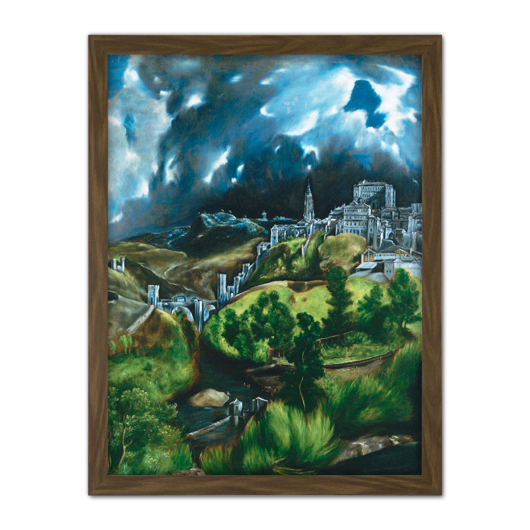 El Greco View Of Toledo Spain Expressive Painting Large Framed Art Print Poster Wall Decor 18x24 in