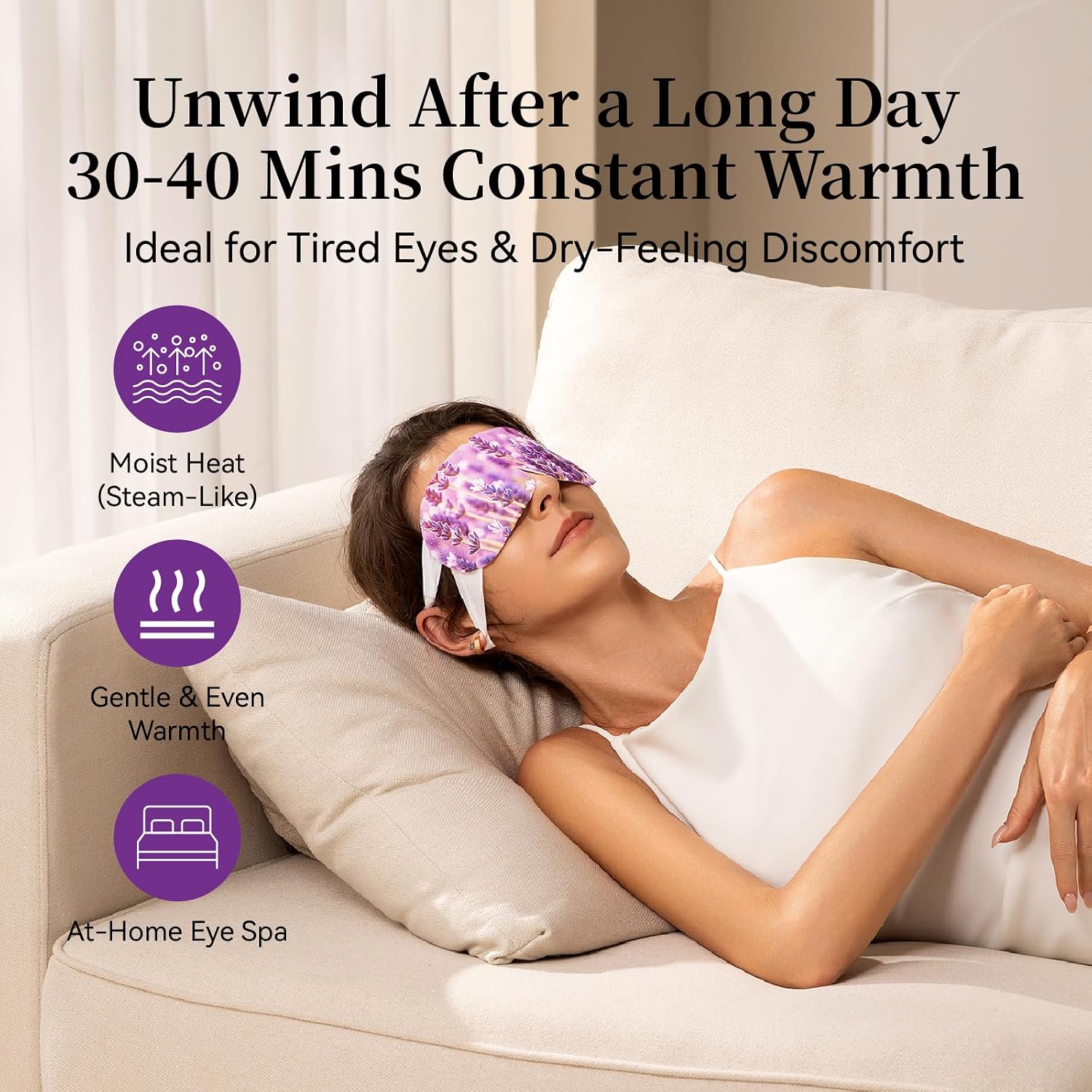 20 Packs Steam Eye Mask, Disposable Self-Heating Warm Compress, Lavender Scented Heated Eye Mask for Sleep, Relaxation, Travel, Spa, Ideal Gifts for Women & Men