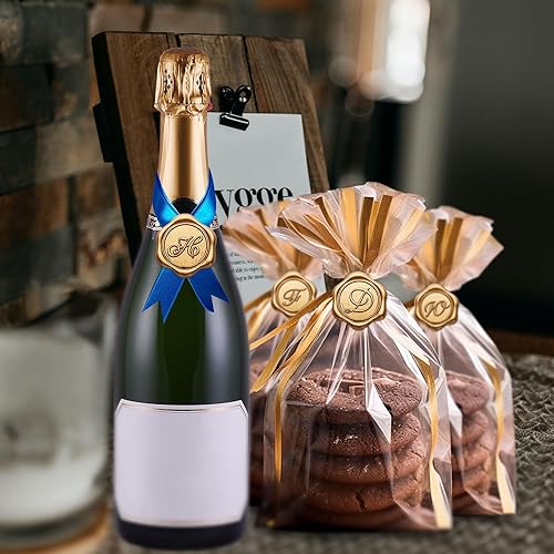 Miniatura 6 de Yoption Calcomanías adhesivas de cera con letra del alfabeto F, paquete de 50 calcomanías para sellos de cera de letras, sellos de sobre,