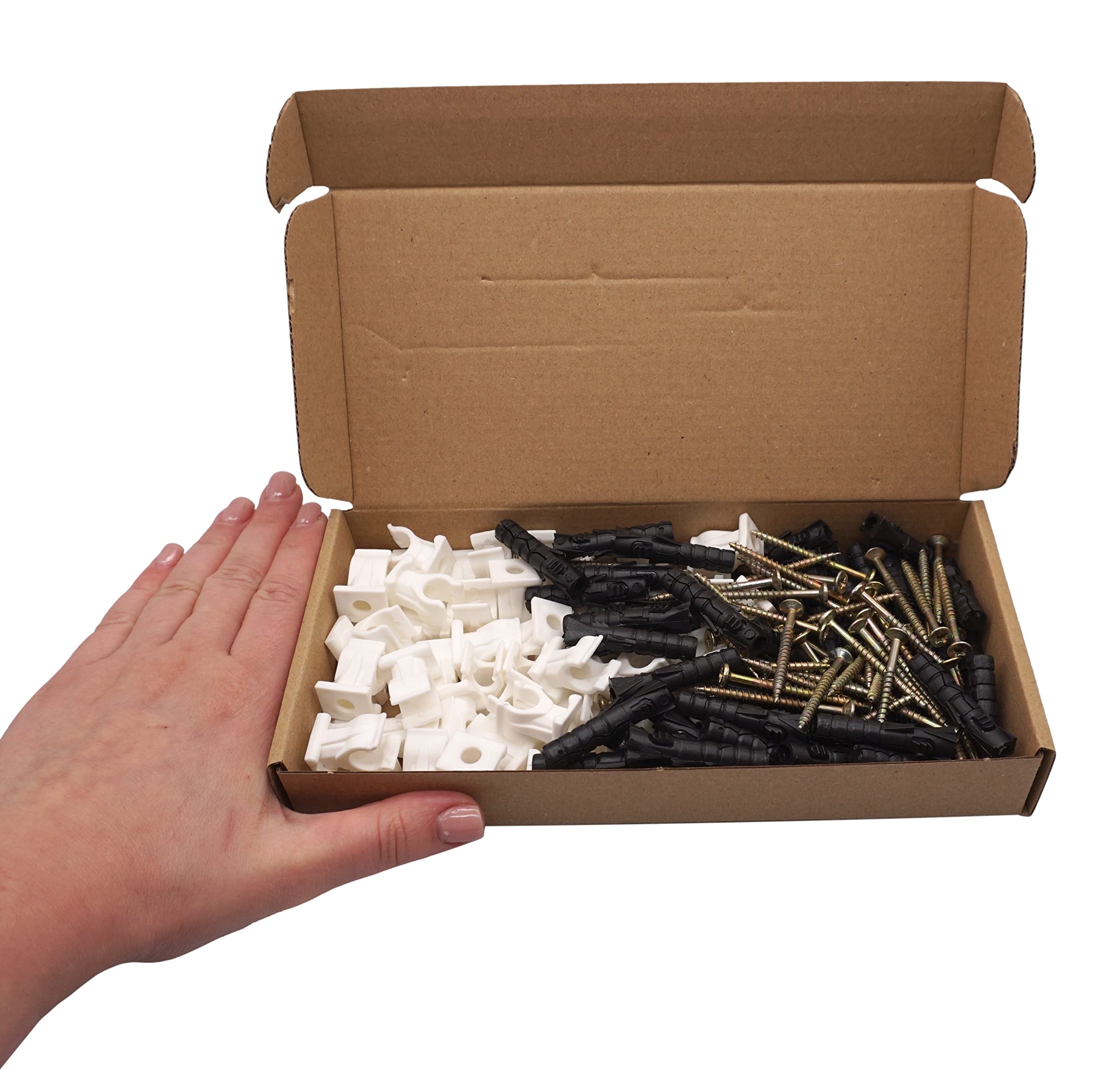SKIR'CO (50 piezas) Clips de tubo, abrazaderas de plástico para tuberías de 10 mm, abrazadera de tubo tipo U, ganchos de manguera, clips blancos de tubería