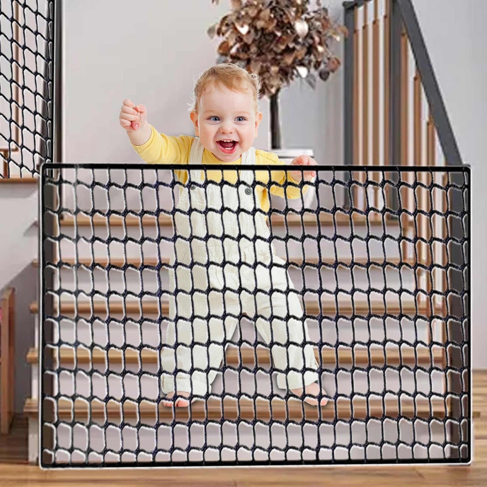 Reti di sicurezza per balconi per bambini, reti di sicurezza per ringhiere per scale, protezione sicura per interni ed esterni, per scale e porte, design di facile installazione