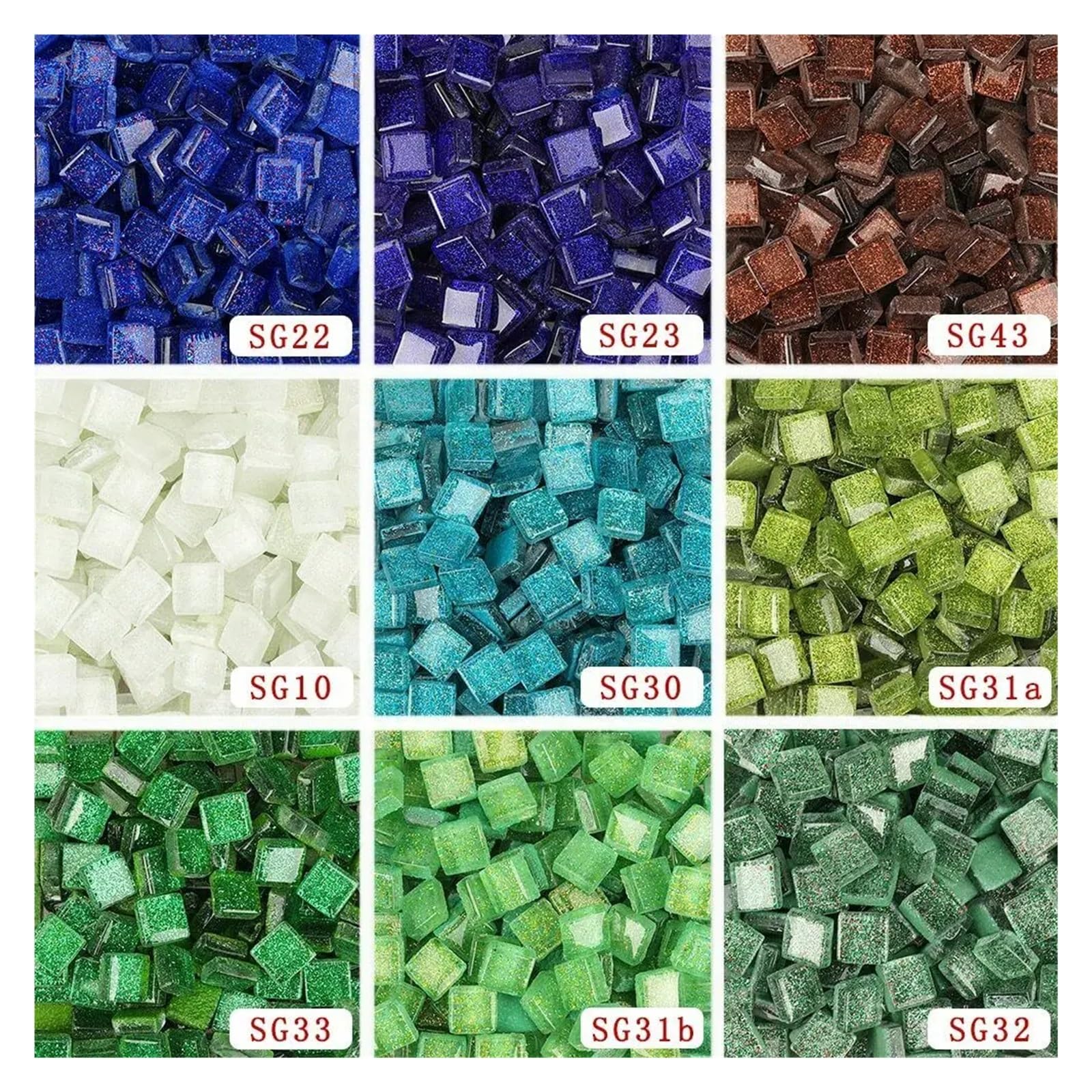 Azulejos de mosaico poligonales Arts, Azulejos de mosaico cristal multicolor 10x10 mm 205 piezas(S)