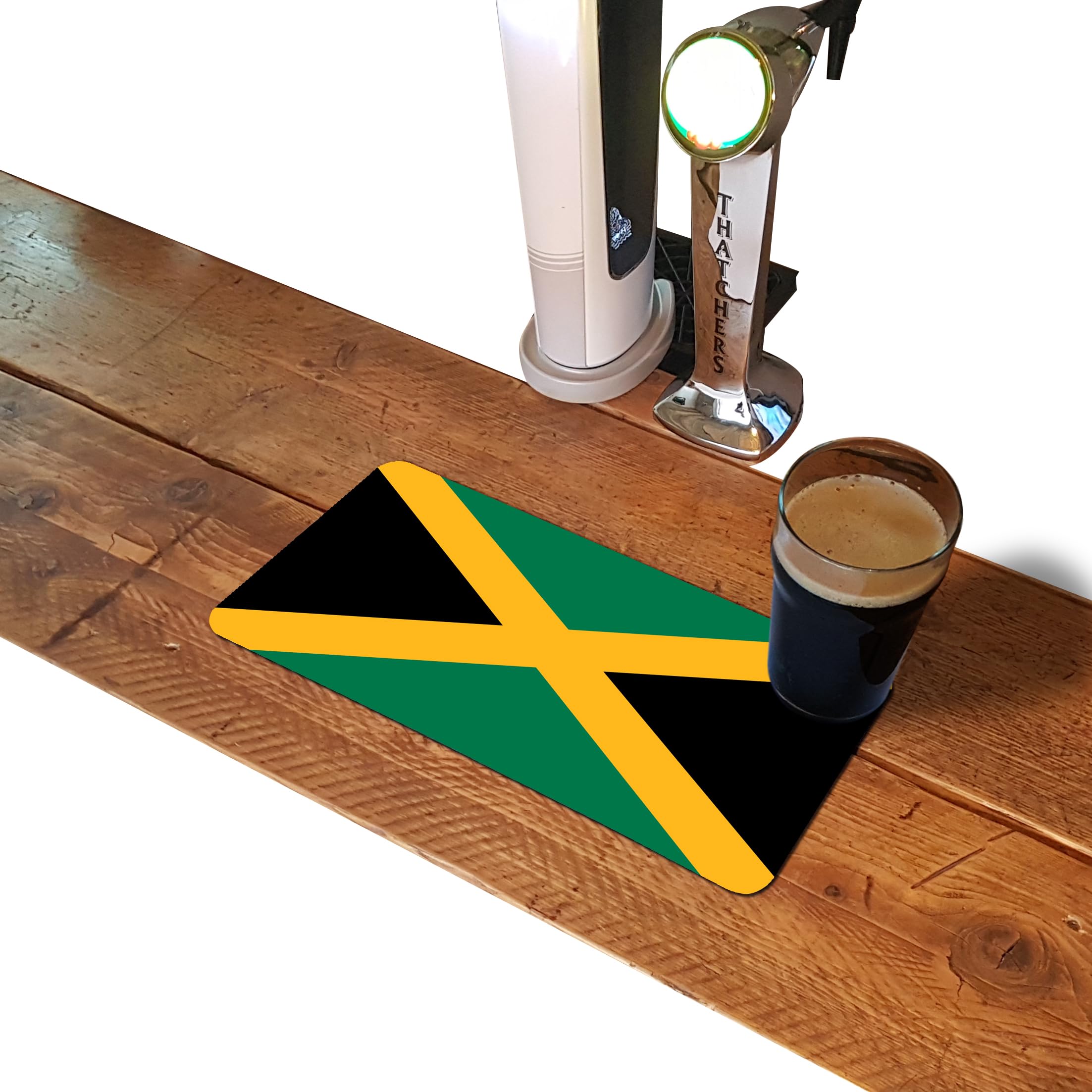 Bar Runner Mat for Home Pub Borderless Beer Rubber Mats, Cocktail Bar Gifts Accessories for Pubs Bars - Jamaican Flag