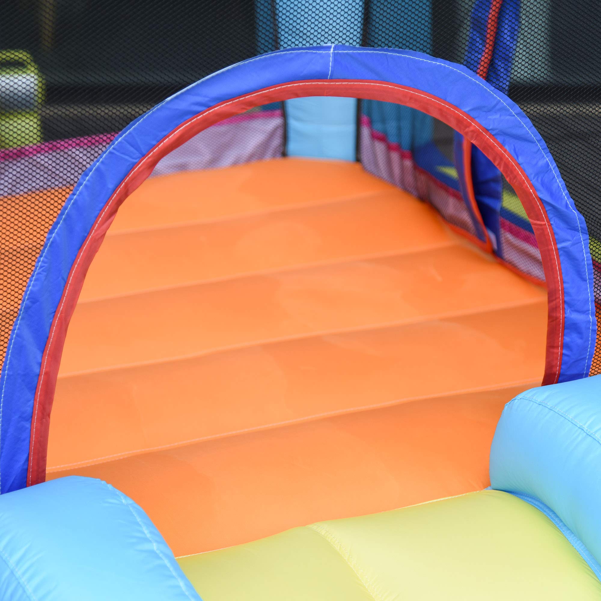 Outsunny Castello Gonfiabile Gigante e Rimbalzante per Bambini 3-8 Anni con Scivolo, Piscina e Gonfiatore 3.6x1.75x1.8m
