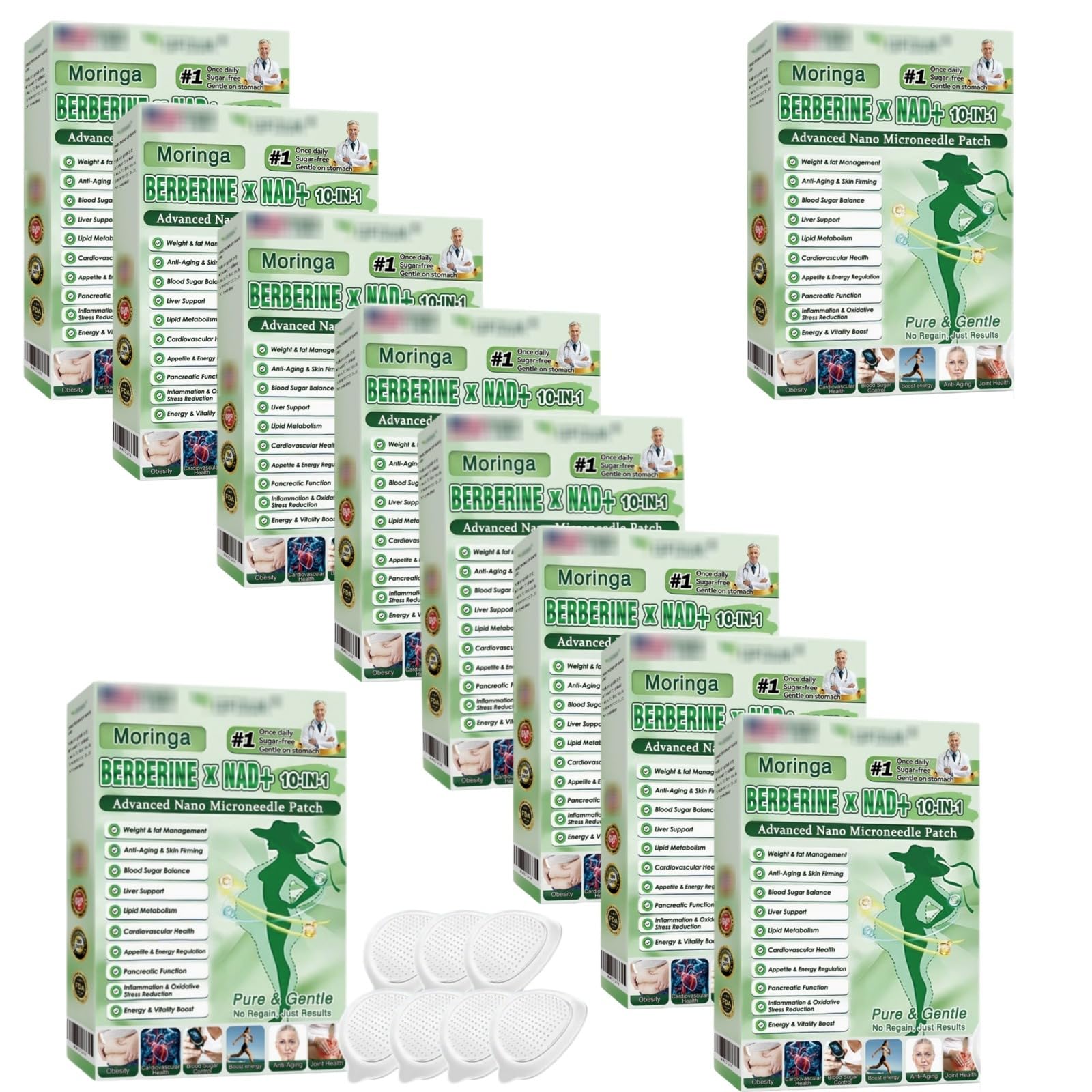 Parche Nano Microneedle Adelgazador, Cajas Moringa X Berberina Parche Ingredientes Naturales, Fácil de Aplicar, Invisible Bajo la Prenda, Ideal para Hombre y Mujer