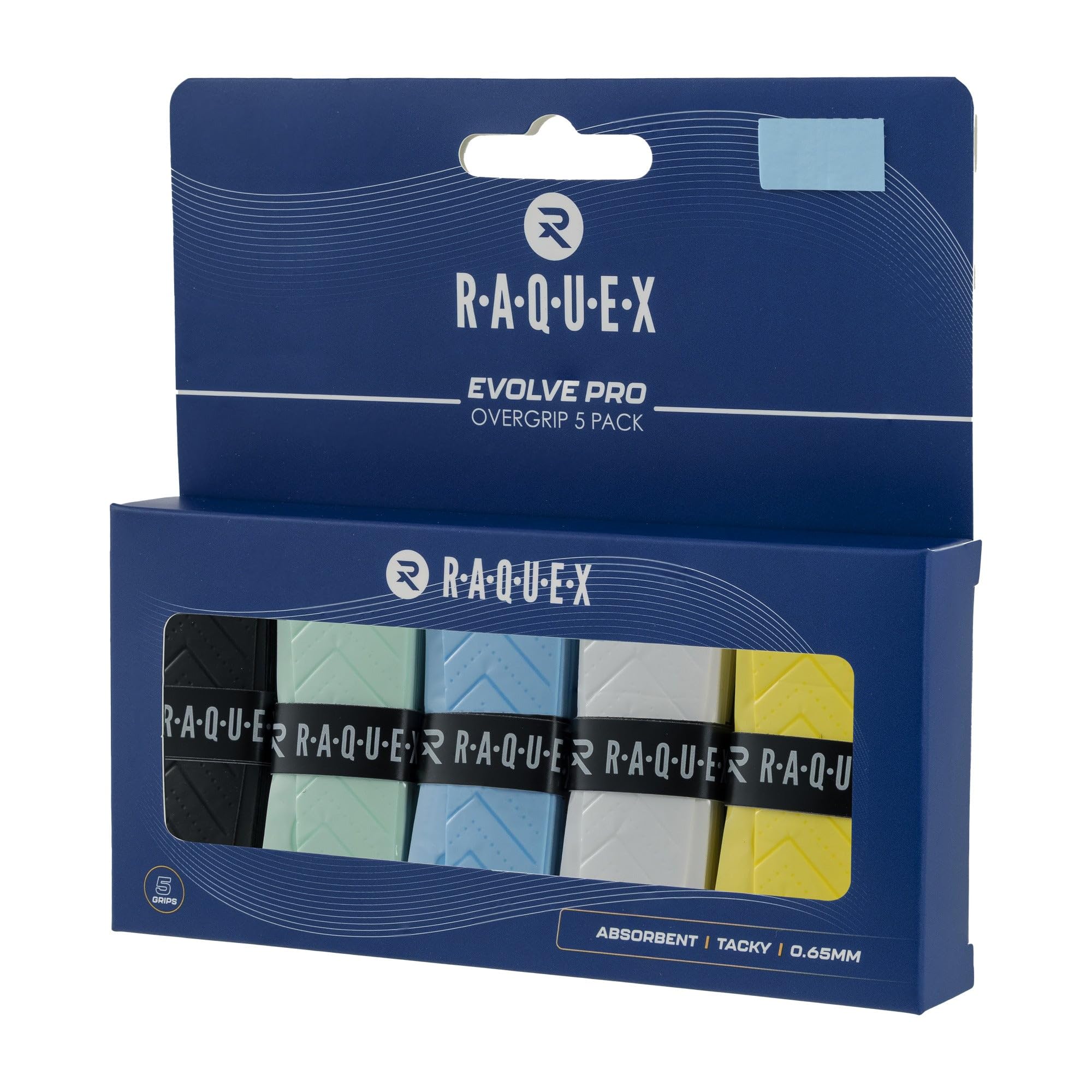 Raquex Evolve Pro Multicoloured Padel & Pickleball Overgrip Tape, 5 Pack