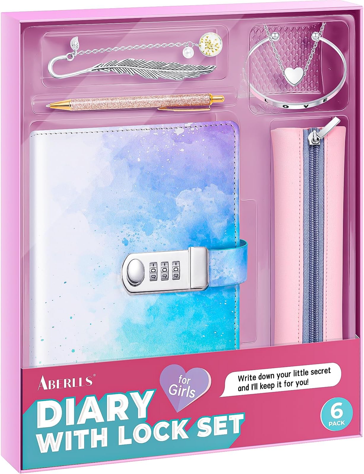 Girls Diary with Lock Kit, Gifts for Girls Age of 8 9 10 11 12 Year Old, DIY Kids Journals Set for Ages 8-12, Cool Birthday Gifts Toys for Teenage, Locking Secret Diary Stuff for Tweens Teens (Pink) Unknown Binding