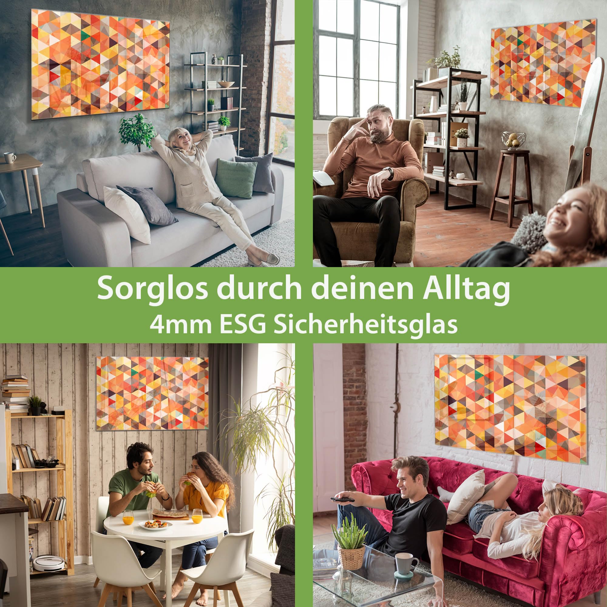 banjado Glas-Magnetboard in 45x30cm für Notizen mit abstraktem Muster