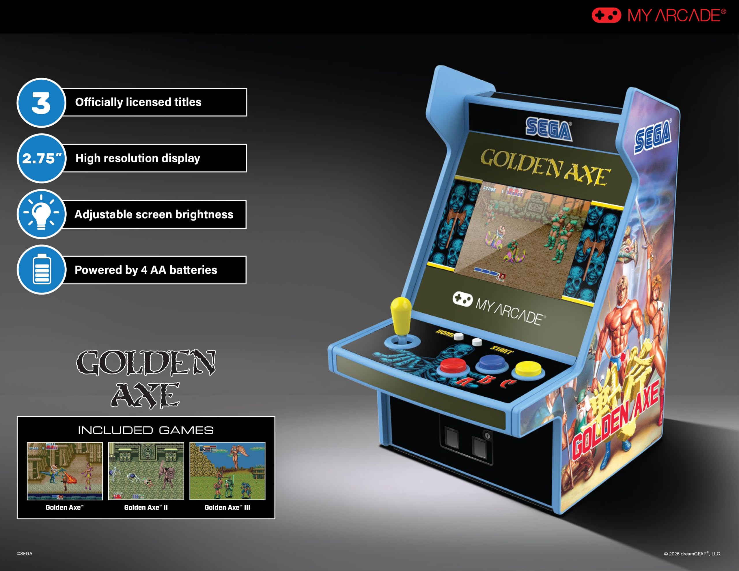 MyArcade DGUNL-7161 Golden Axe Micro Player Pro Portable Retro Arcade