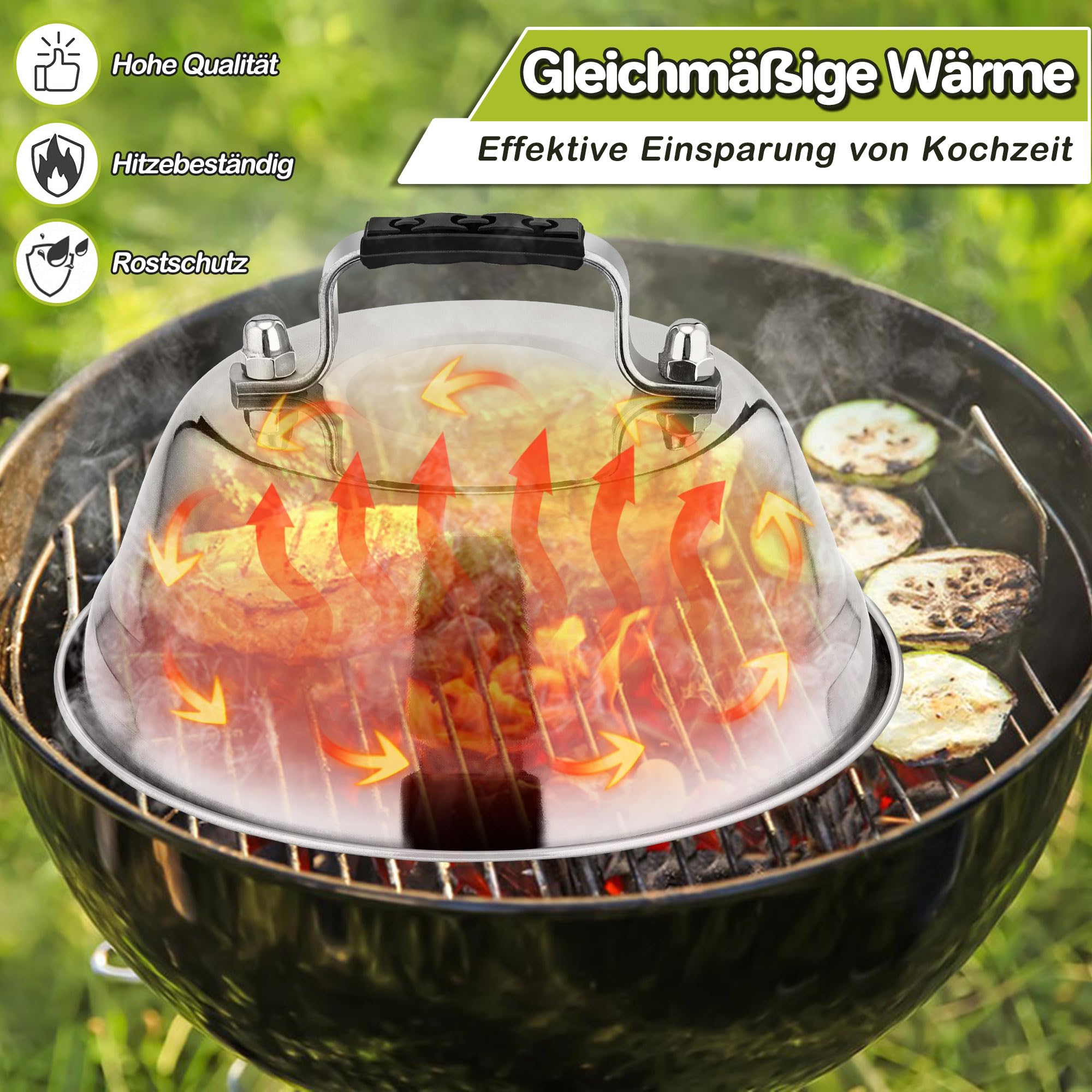 Campane Hamburger In Acciaio Inox - 2 Pezzi Per Barbecue E Cucina - Foto 2