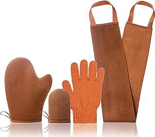 Self Tanning Mitt Applicator 4 in 1 - Tanning Mitt Self Tanner Mitt Tanning Mitt Applicator Tanning Glove Self Tan Mitt Tanning Glove Mitt, with Exfoliating Glove, Mini Face Mitt, Back Lotion Applicator for Back.