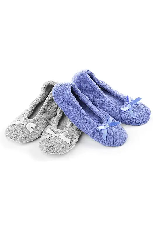 isotoner Women's 2 Pack Ballerina Slipper Quilted and...