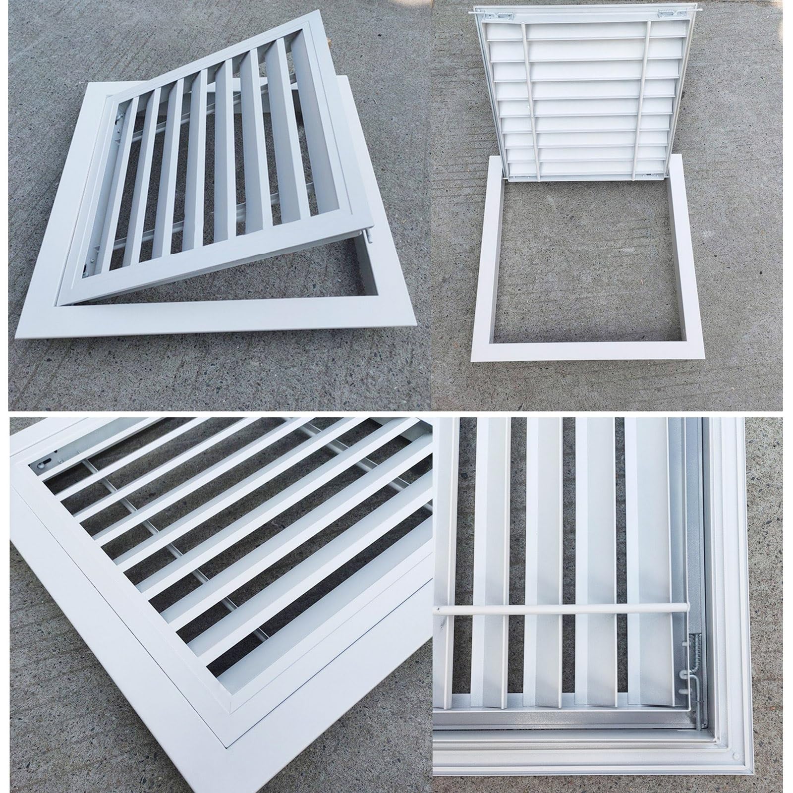 Ścienna i sufitowa kratka wlotowa powietrza ze stopu aluminium, 40 x 55 cm, do drzwi wewnętrznych, wiaty i domów. Konstrukcja na zawiasach ułatwiająca dostęp do drzwi