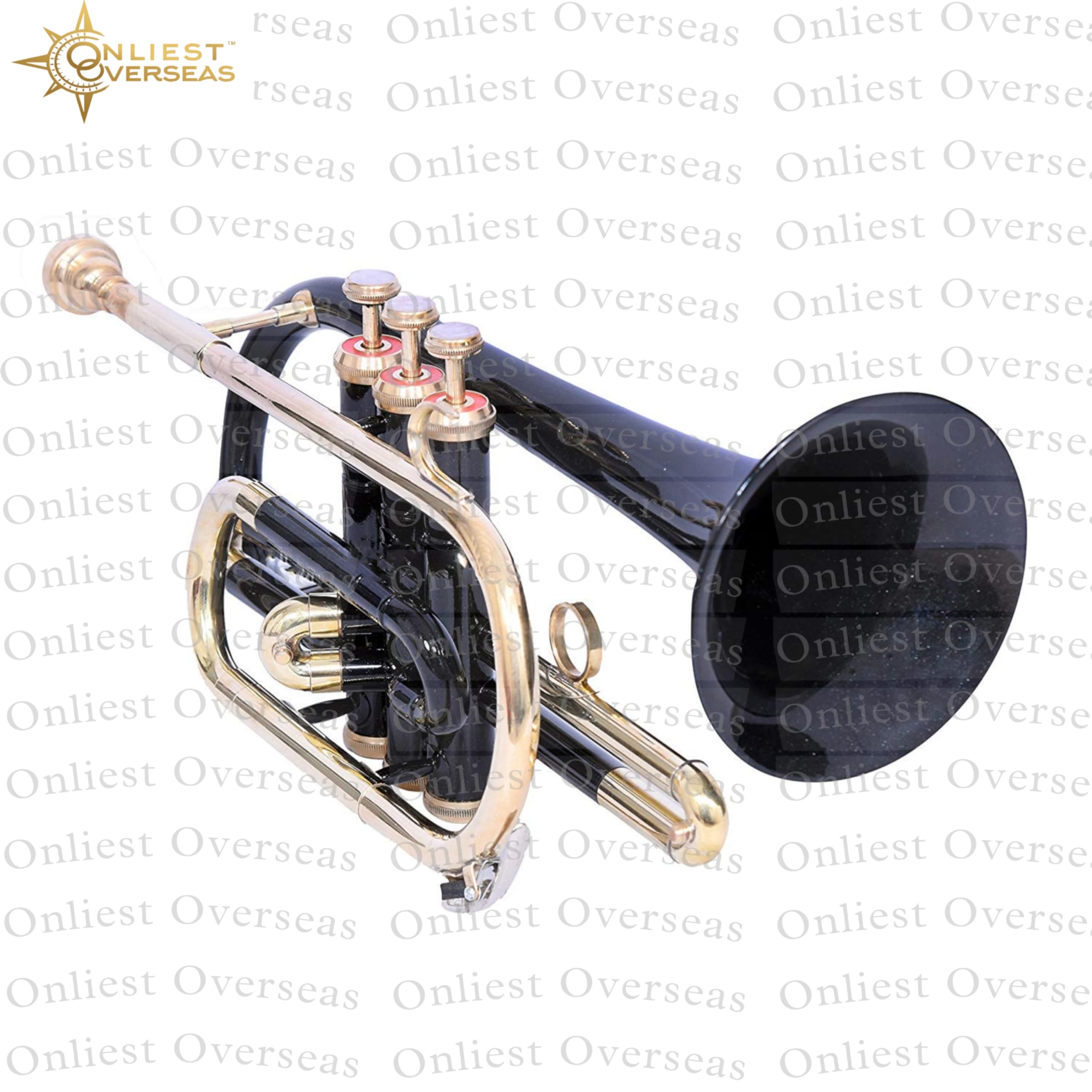 Juego de cornetas de latón | Corneta de banda compacta con válvulas de pistón suaves, tubo de plomo de cobre fósforo | Incluye boquilla, kit de limpieza y estuche rígido negro y